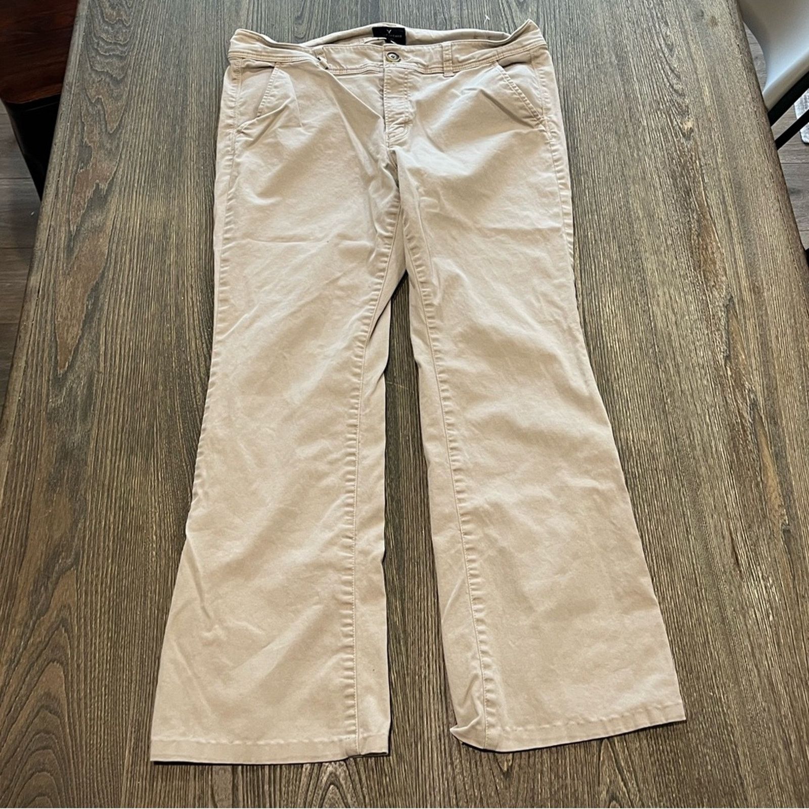 American Eagle Outfitters American Eagle Stretch Kick Bootcut Pants Mid Rise Tan 14 Size 36" / US 14 / IT 50 - 1 Thumbnail