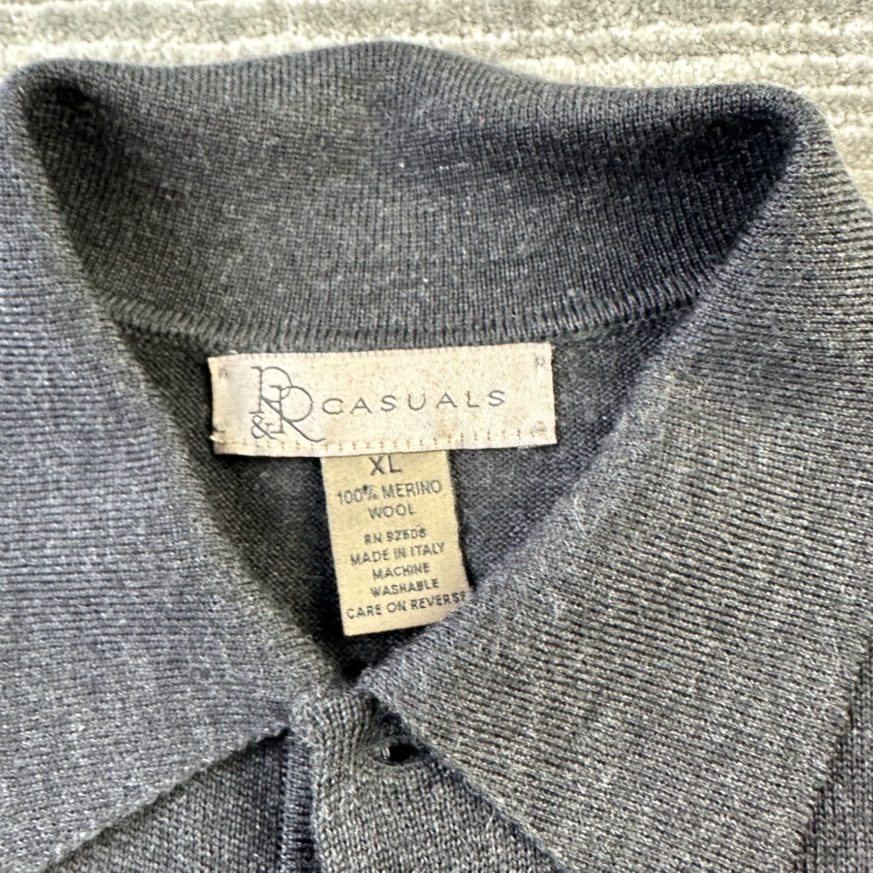 Vintage RR Casuals Polo Shirt Mens XL Gray Wool Knit Polo Shirt Casual Activewear Golf 90s? Size US XL / EU 56 / 4 - 6 Thumbnail
