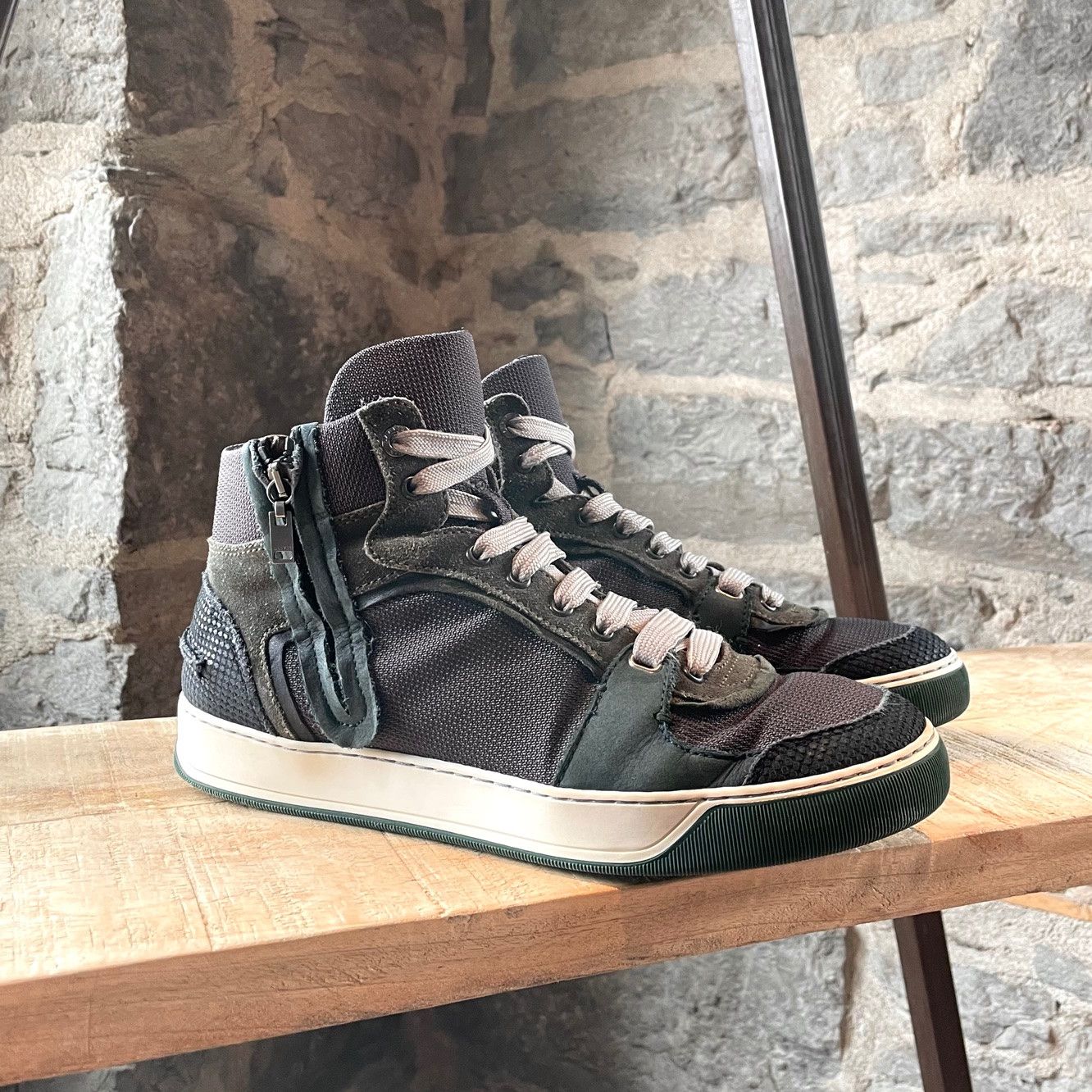 Lanvin Lanvin Forest Green Multi-fabric Mid-top Sneakers Size US 8 / EU 41 - 1 Thumbnail