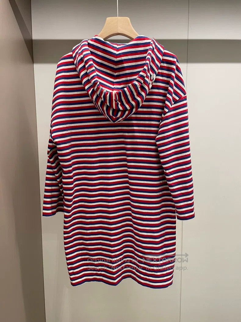 Loewe LOEWE Red and White Striped Cotton Hooded Dress Size XS / US 0-2 / IT 36-38 - 2 Thumbnail
