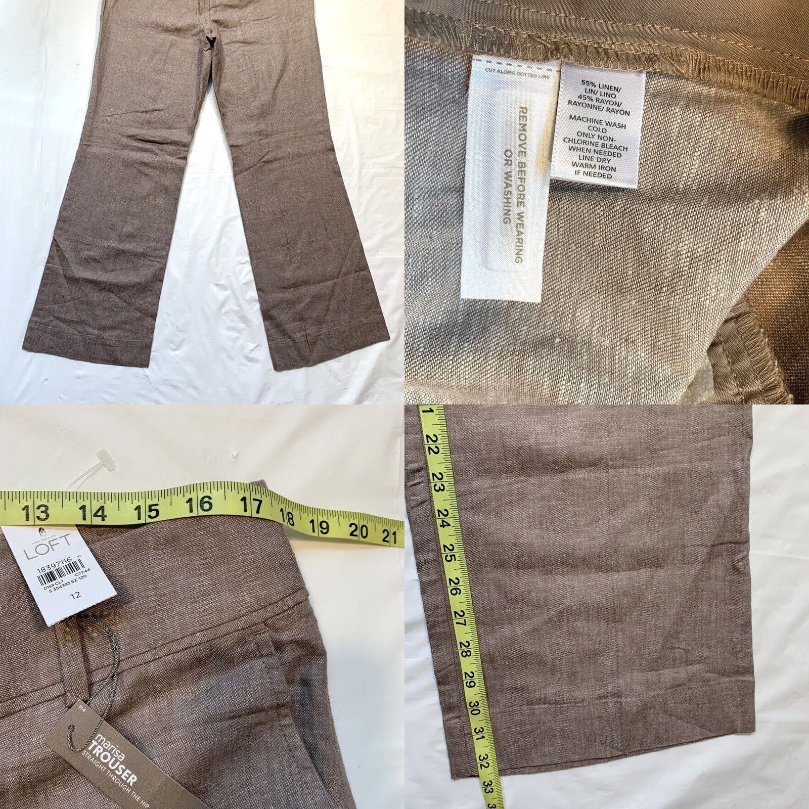 Ann Taylor Ann Taylor Loft Marisa Trouser Dress Pants Womens 12 Linen Rayon Straight NWT Brown Heather Casual Workwear Dress Pants Womens 12 Mens Women Size 34" / US 12 / IT 48 - 8 Thumbnail
