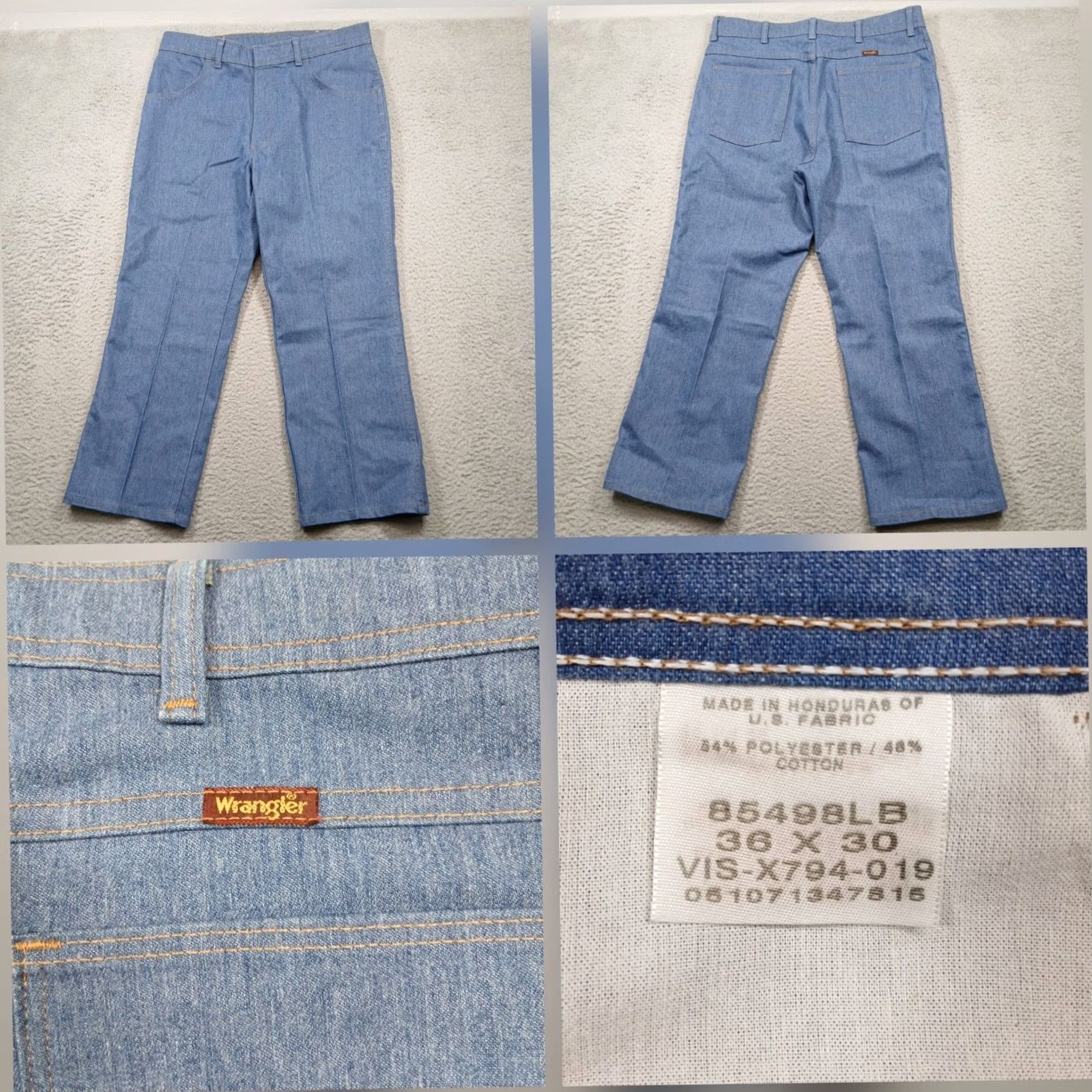 Wrangler Wrangler Mens 36x30 Light Blue Chambray Blend Workwear Jeans Size US 36 / EU 52 - 2 Thumbnail