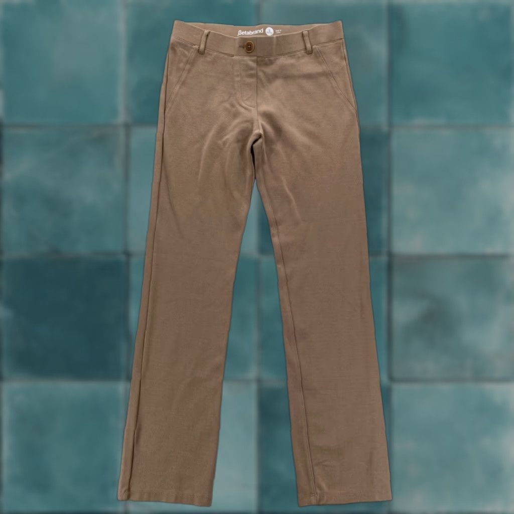 Vintage Betabrand Dress Pants Women's PS Brown Stretch Knit Pull On Casual Career Pants Size 26" / US 2 / IT 38 - 1 Thumbnail