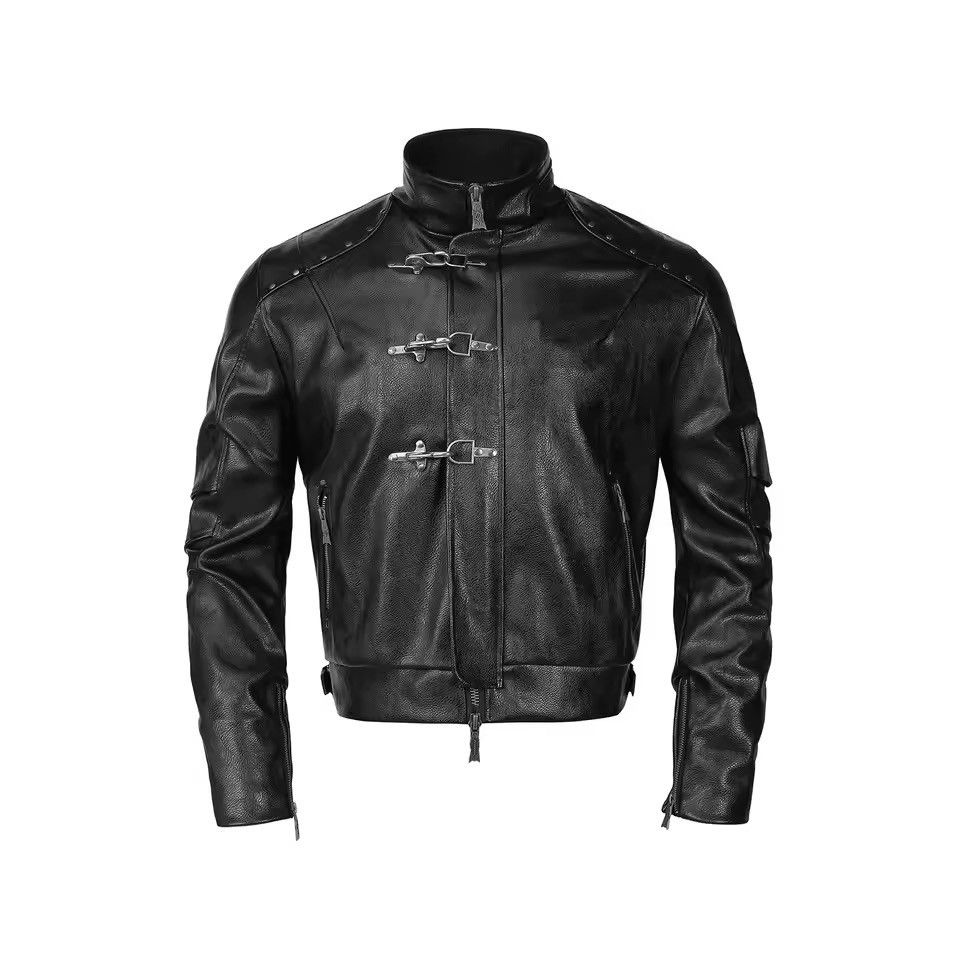 Japanese Brand Cyber Punk Metal Clasp PU Leather Jacket Industrial Crop Size US L / EU 52-54 / 3 - 4 Thumbnail