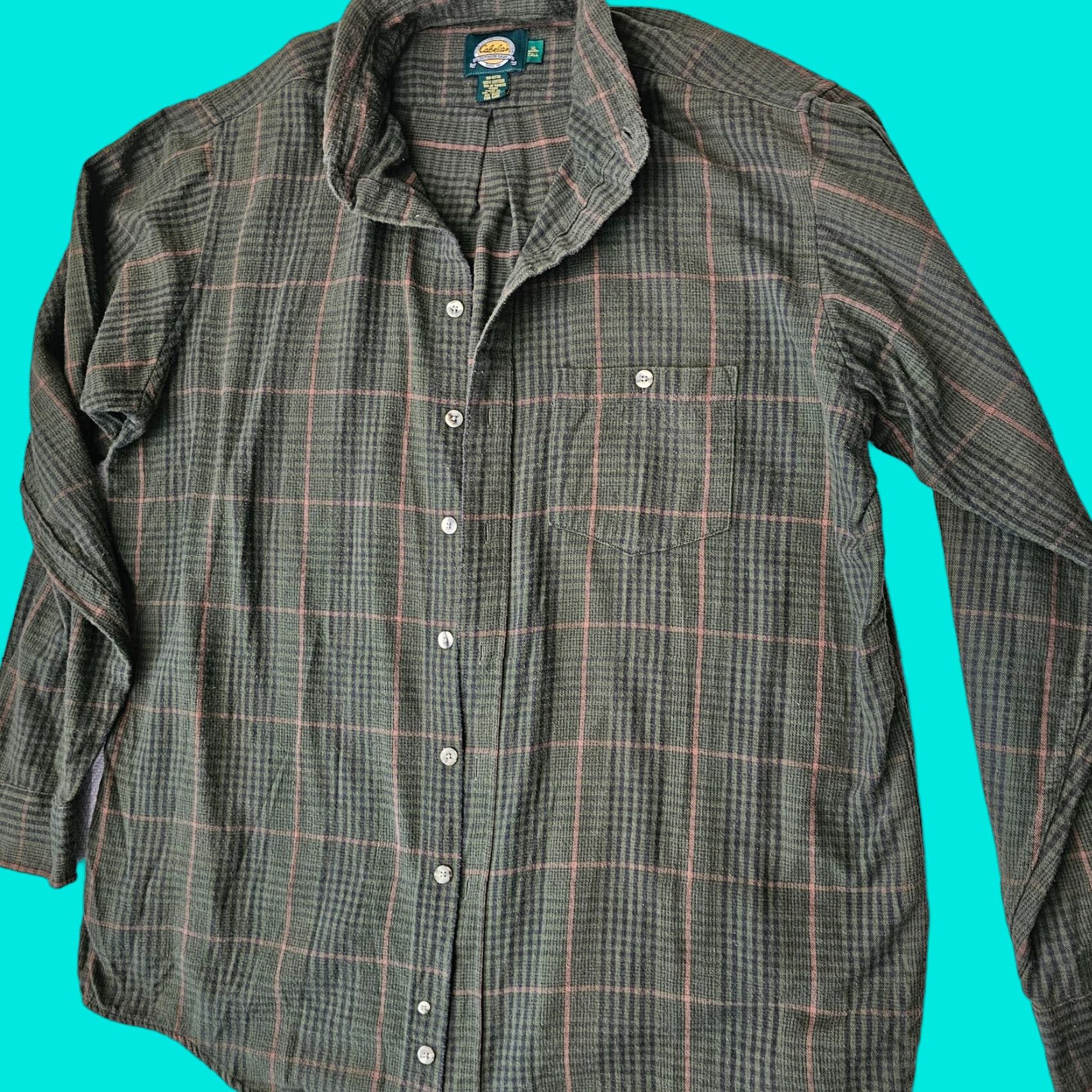 Vintage Cabela's Soft Flannel Shirt Green XL Tall Size Plaid Hunting Camping TALL Green Size US XL / EU 56 / 4 - 1 Thumbnail