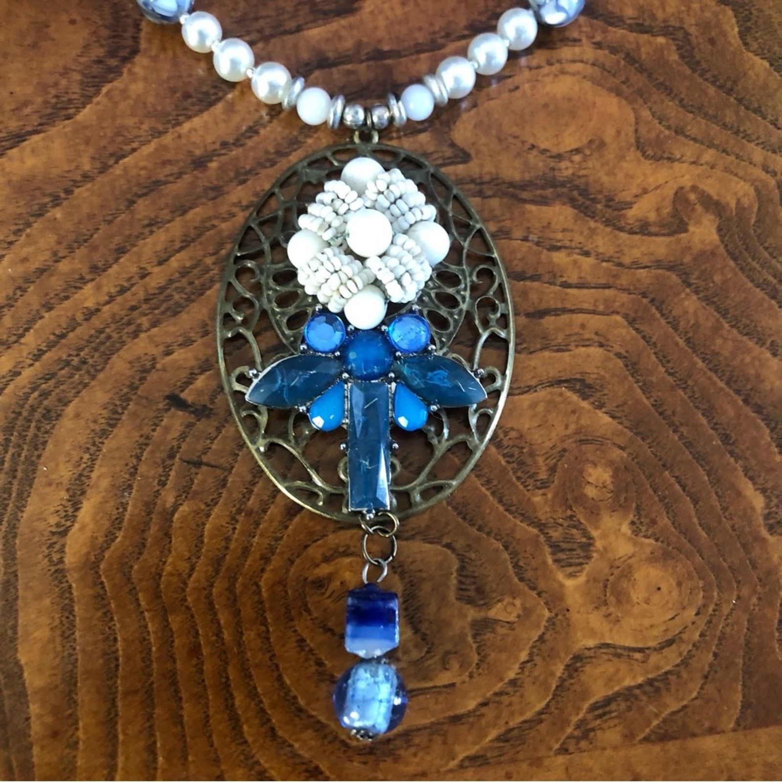 Handmade Handcrafted repurpose cal-silica pearl necklace Size ONE SIZE - 9 Thumbnail