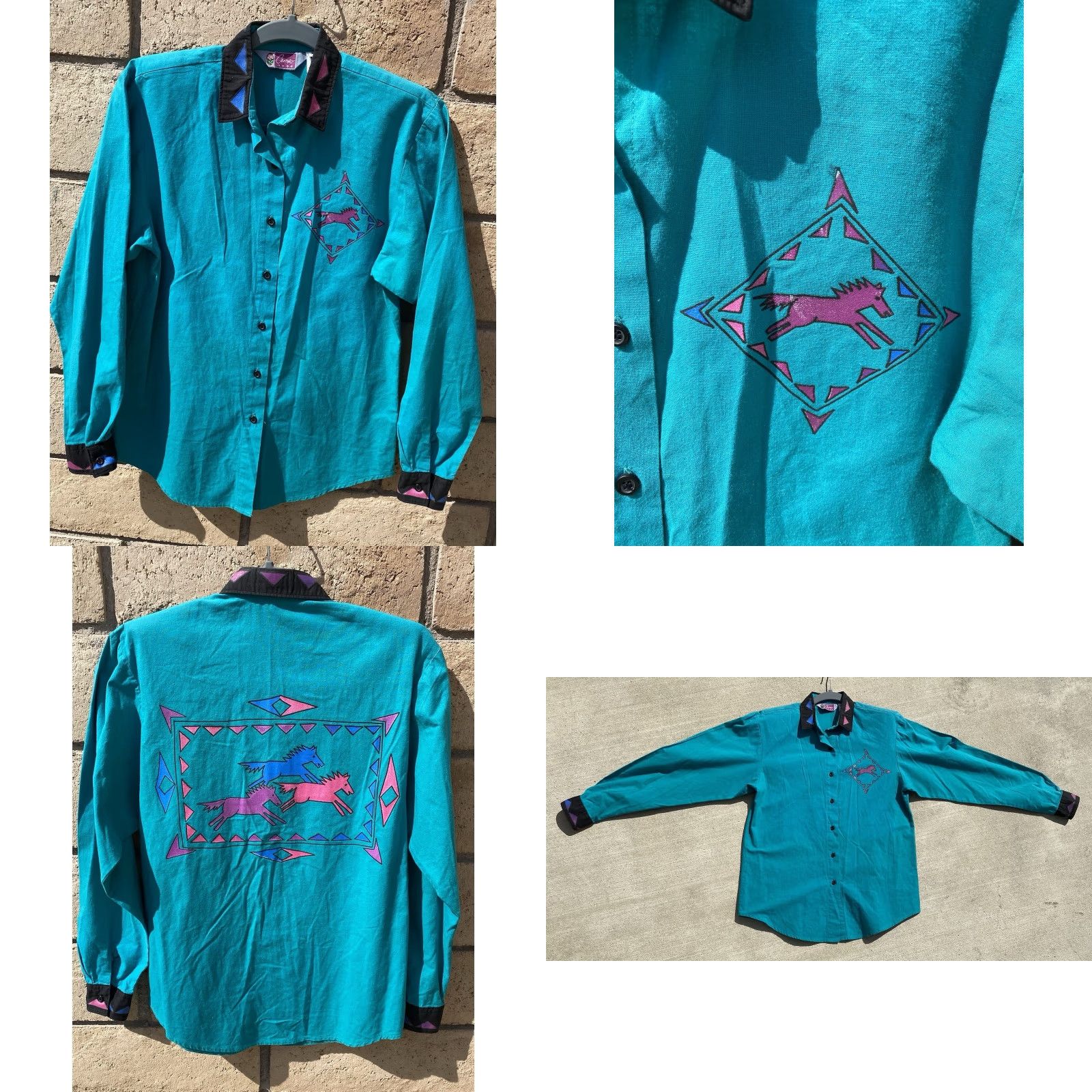 Vintage Vtg Cameo Rose Western Southwestern Shirt Top Blouse Horses 80s 90s Cowgirl XS Size XS / US 0-2 / IT 36-38 - 9 Thumbnail