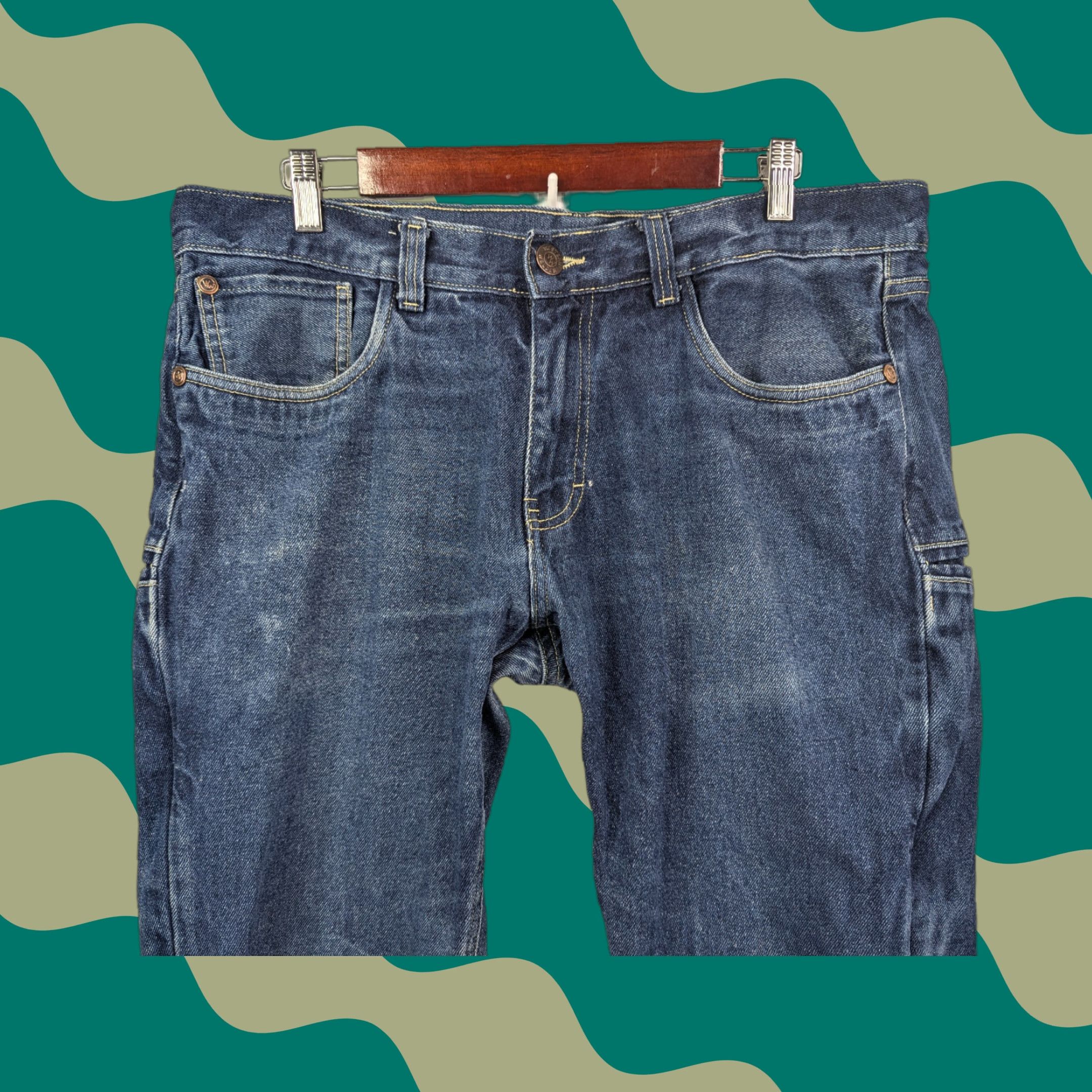 Denime Western Welder Men's Jeans Denim Straight Dark Wash 38x34 Regular Size 36x36 Inseam 34 Color Blue Size US 38 / EU 54 - 1 Thumbnail