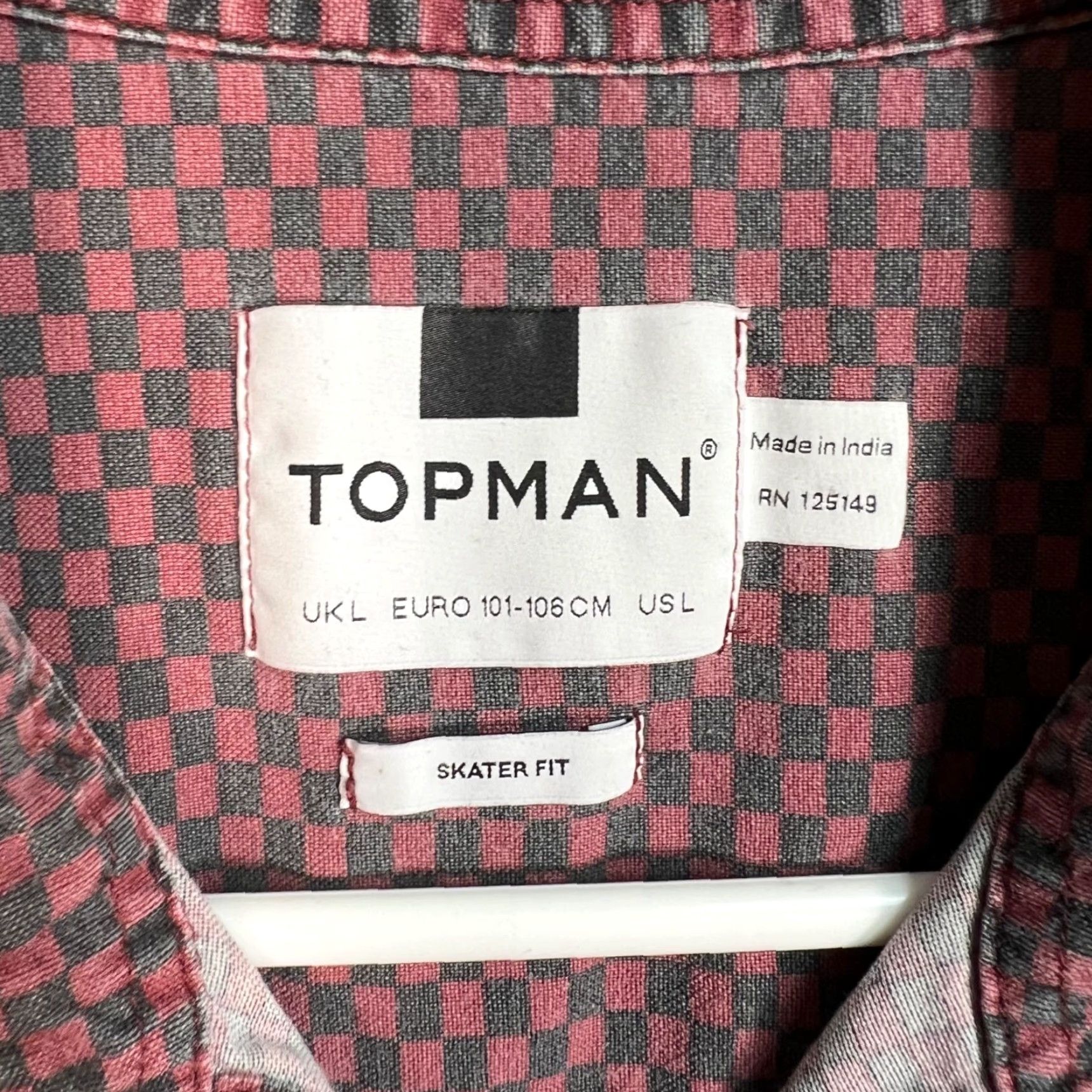 Topman Topman Mens Size Large Red & Black Checkered Skater Fit Short Sleeve Shirt Size US L / EU 52-54 / 3 - 3 Thumbnail