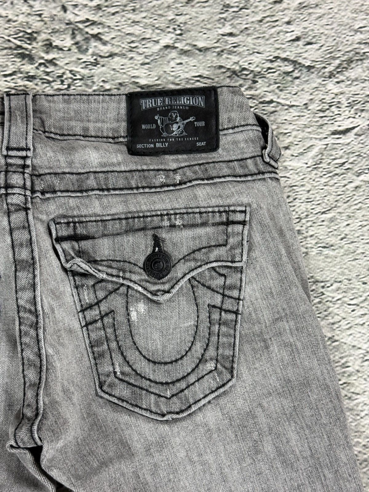 True Religion True Religion jeans grey black thick stitching flared Billy Size 24" / US 00 / IT 34 - 4 Thumbnail