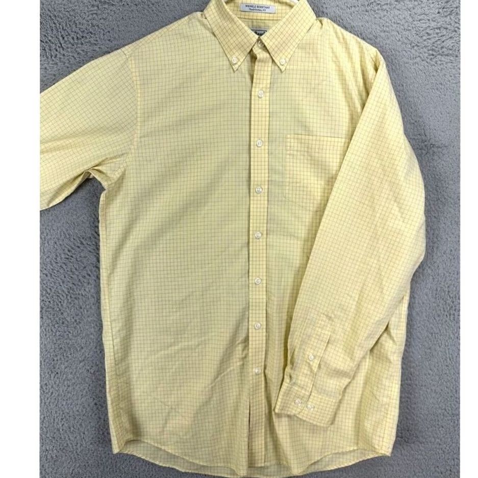 Vintage L.L. Bean Button-Down Shirt Mens Medium Tall Yellow Check Traditional Fit Size US M / EU 48-50 / 2 - 2 Thumbnail