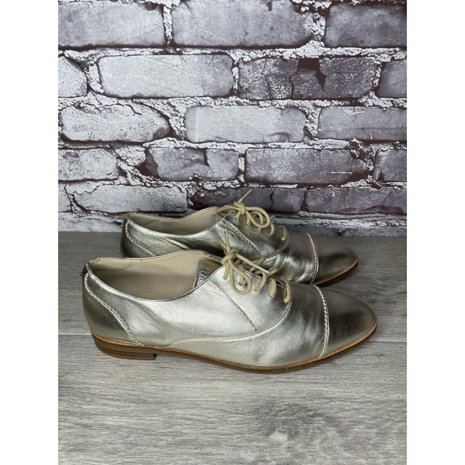 Cole Haan COLE HAAN Go To Collection Arden Gold Metallic Leather Oxfor Size US 10 / IT 40 - 23 Thumbnail