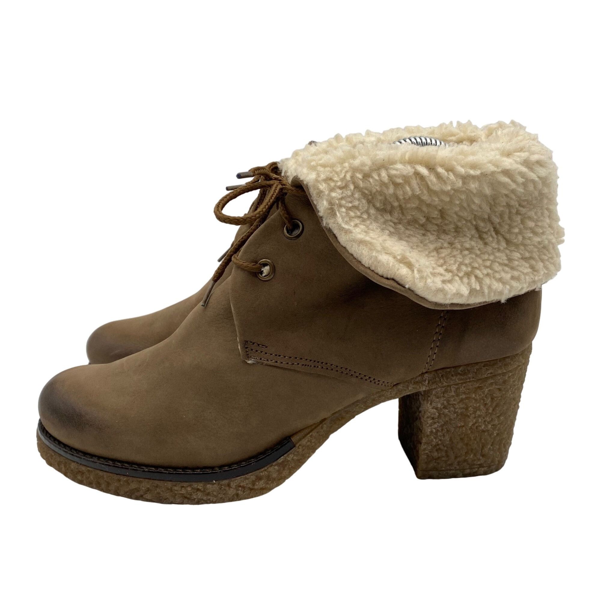 Other Maria Tan Suede leather Sherpa Lined Fold over ankle Bootie Size US 8 / IT 38 - 2 Thumbnail