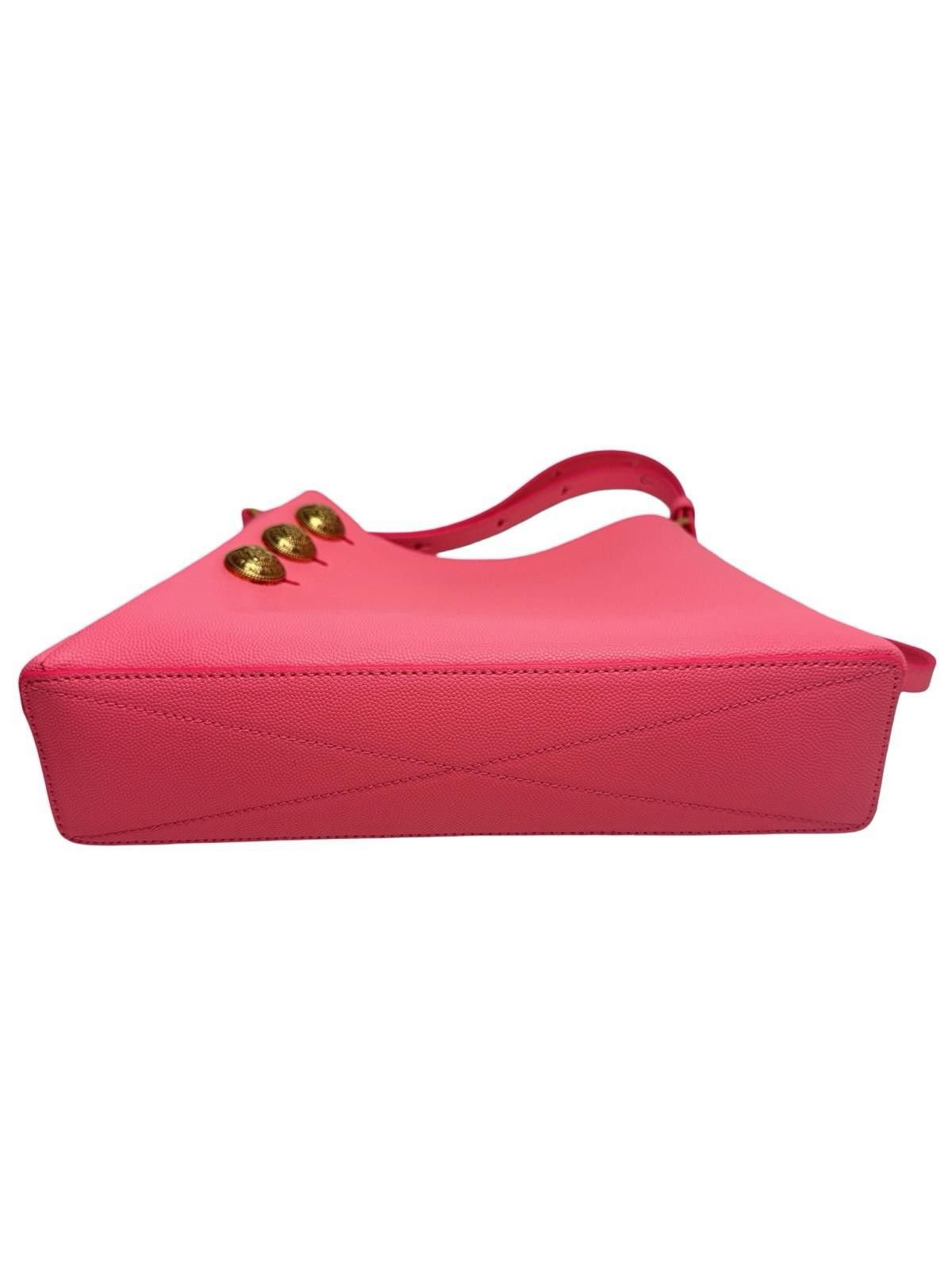 Balmain Balmain Emblem Crest Shoulder Bag Pink Leather Gold Buttons Size ONE SIZE - 2 Thumbnail