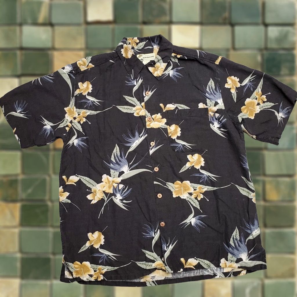Vintage VINTAGE Havana Cafe Shirt Mens L Black Floral Hawaiian Silk Linen Blend Casual Size US L / EU 52-54 / 3 - 1 Thumbnail