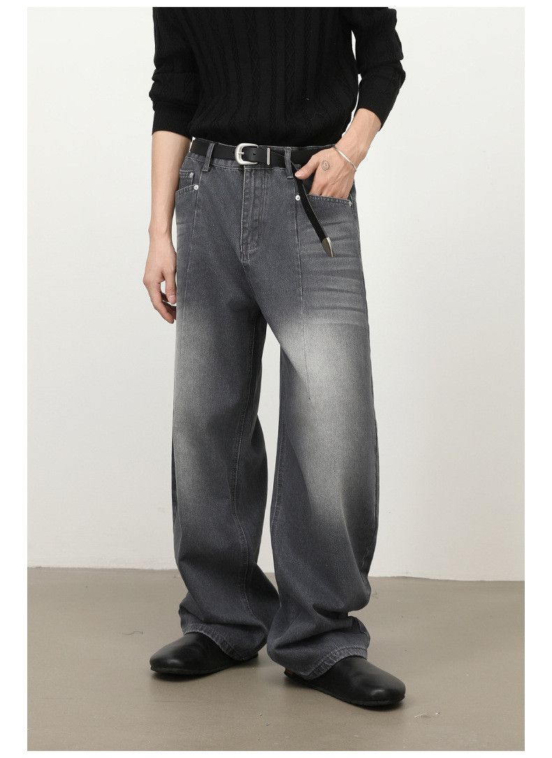 Japanese Brand American retro washed men's loose wide-leg curved jeans Size US 32 / EU 48 - 2 Thumbnail