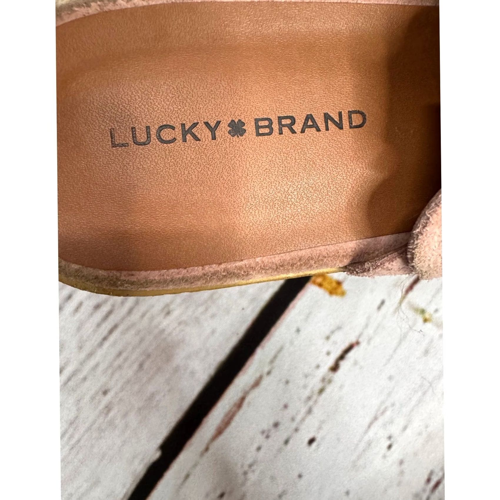 Lucky Brand Lucky Brand Vellenora Sandals Womens Pink Suede Scalloped Platform Wedge Buckle 7.5 M 38 Size US 8 / IT 38 - 6 Thumbnail