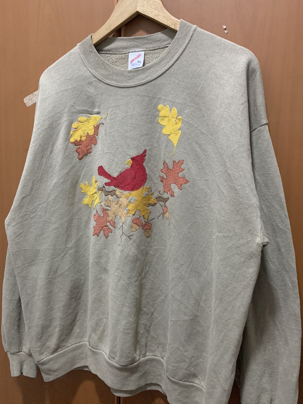 Jerzees Vintage Jerzees Art Cardinal Bird Autumn Leave Sweatshirt Size US XL / EU 56 / 4 - 4 Thumbnail