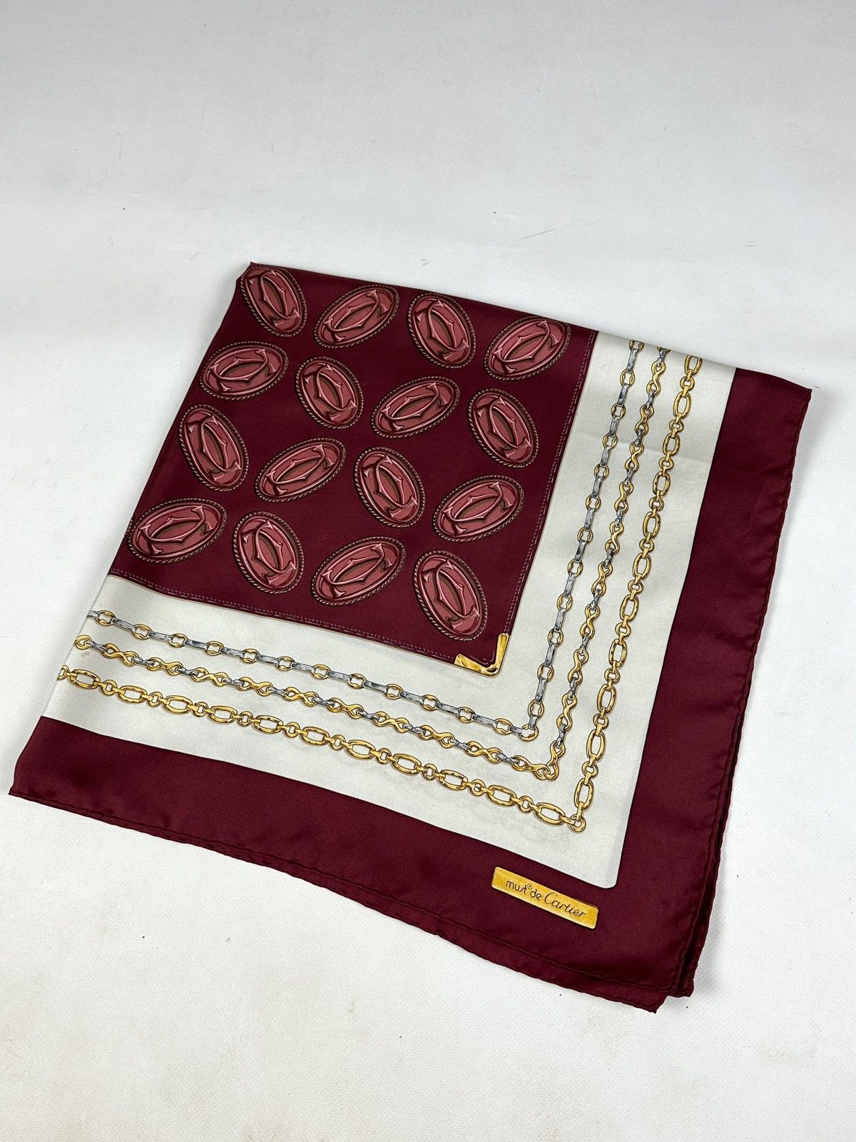 Cartier Vintage Must De Cartier Monogram Silk Scarf Size ONE SIZE - 2 Thumbnail