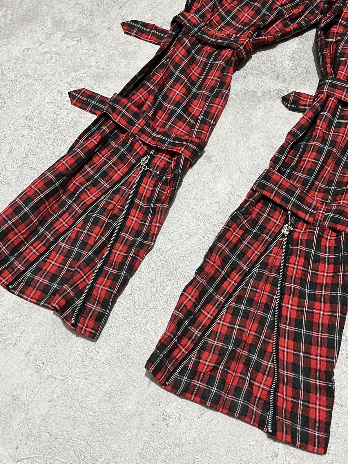 Japanese Brand Mad Punk Tartan Bondage Flare Pants Size 26" / US 2 / IT 38 - 6 Thumbnail