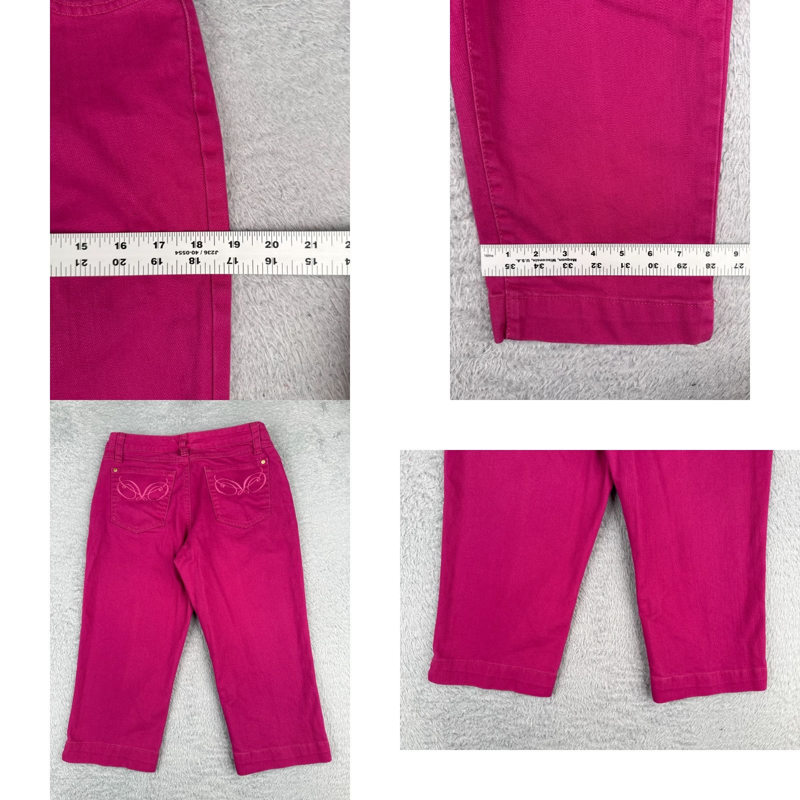 Vintage Jeanstar Jeans Womens Capri Mid Rise Pink Cotton Blend Embroidered 28x20 Denim 5-Pocket Zipper Distressed Button - Vintage: No Size 30" / US 8 / IT 44 - 9 Thumbnail