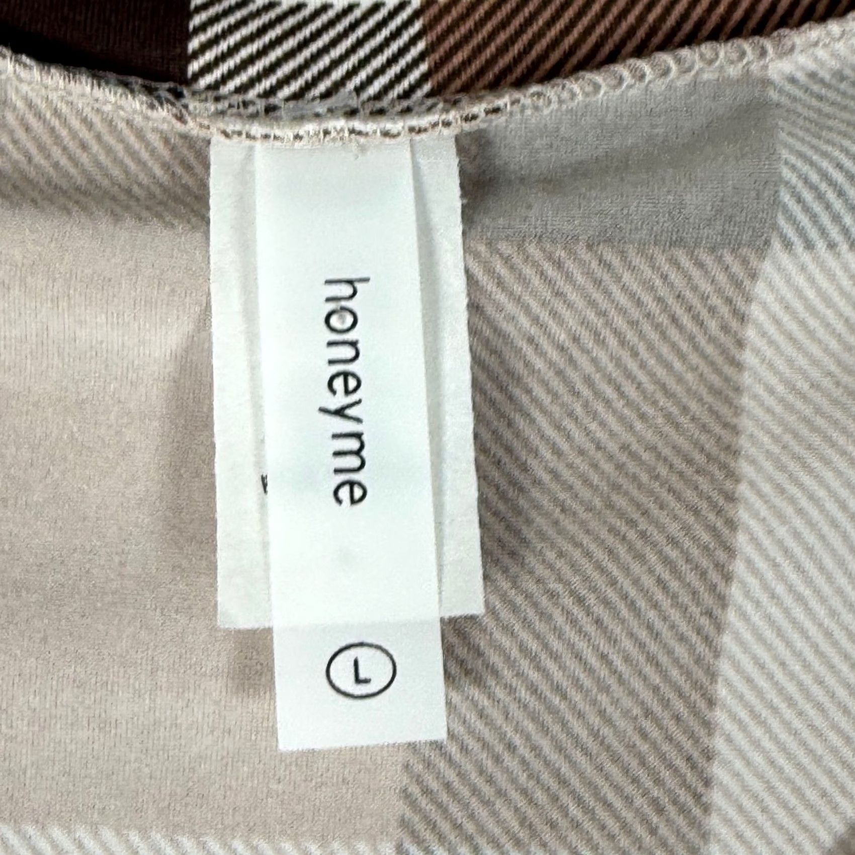 Vintage Honeyme Plaid Tunic Top Brown Large V Neck SS Stretchy Fall Fashion Relaxed Fit Size L / US 10 / IT 46 - 3 Thumbnail
