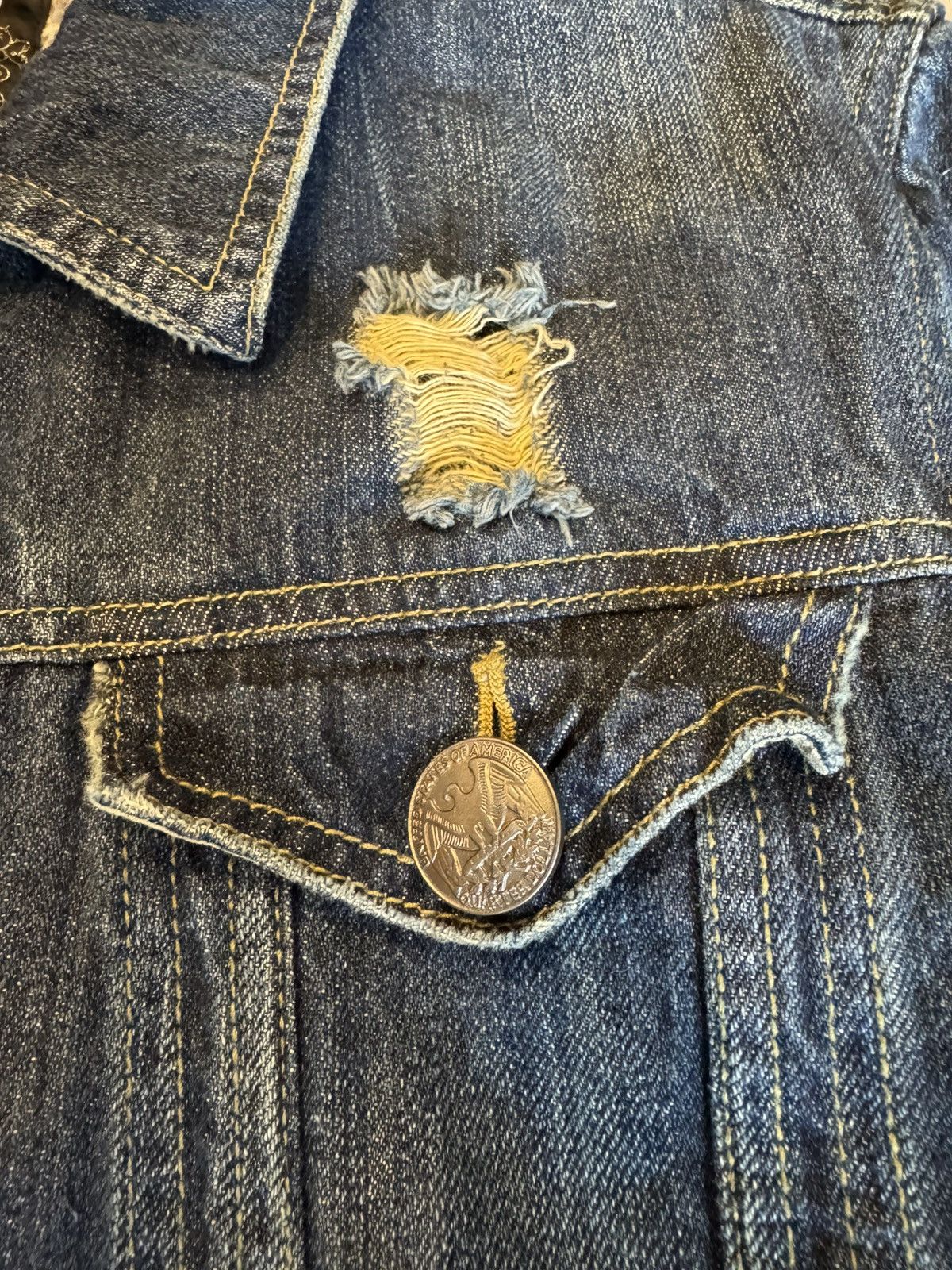 Japanese Brand DISTRESSED DENIM JACKET BY SPINALH LIKE LGB STYLE Size US L / EU 52-54 / 3 - 4 Thumbnail