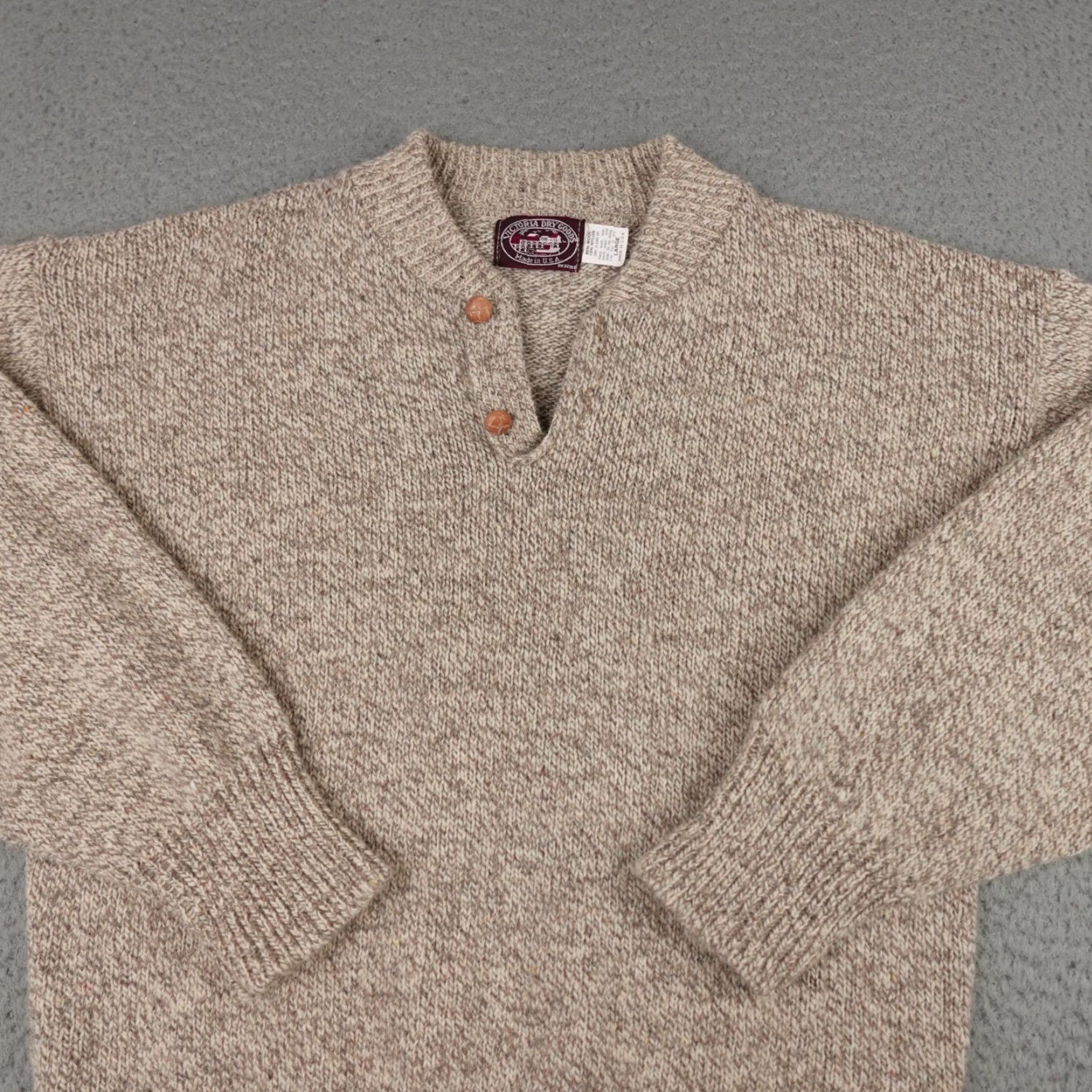 Vintage VINTAGE Victoria Dry Goods Sweater Mens L Brown Chunky Knit Henley USA Made Size US L / EU 52-54 / 3 - 4 Thumbnail