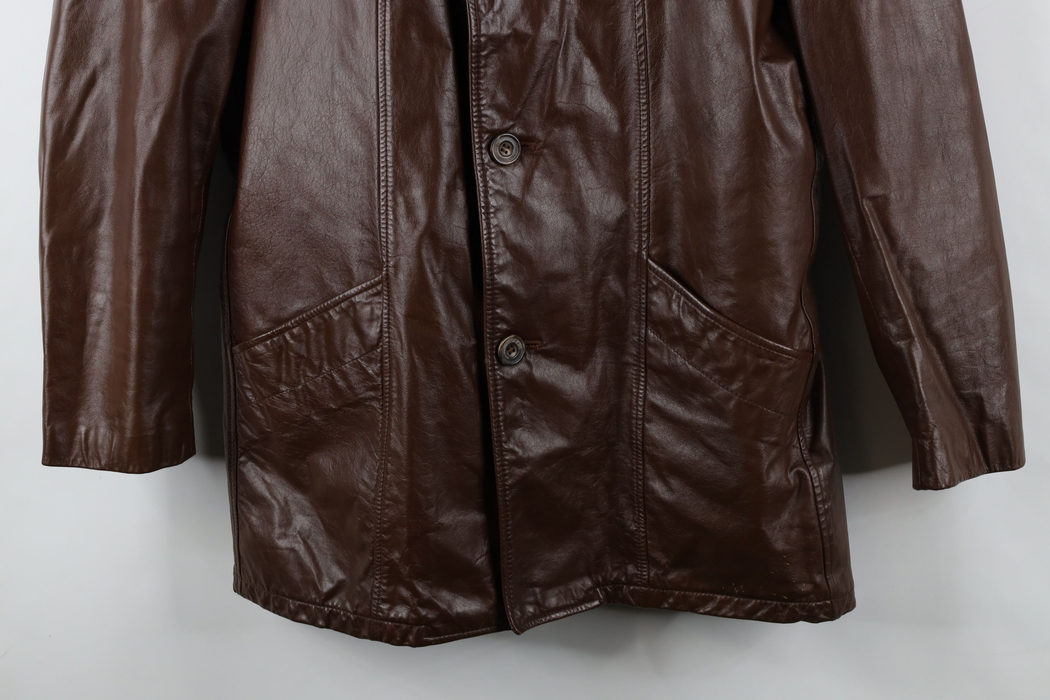 Vintage Vintage 70s Streetwear Leather Rancher Jacket Coat Brown Size US L / EU 52-54 / 3 - 3 Thumbnail