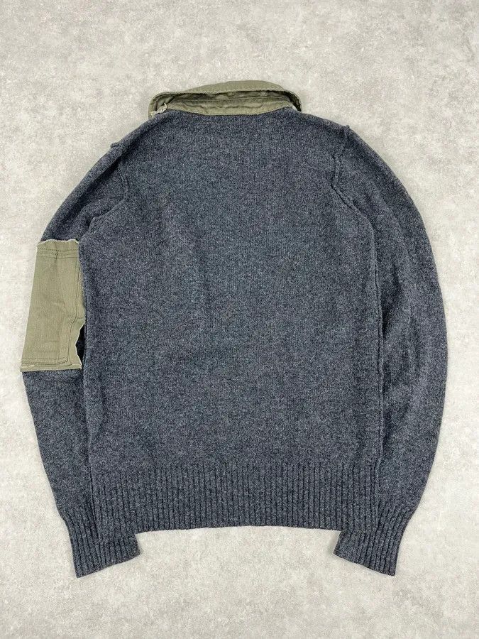 Diesel 2000s Diesel Khaki Patchwork Grey Wool Polo Sweater Size US M / EU 48-50 / 2 - 7 Thumbnail