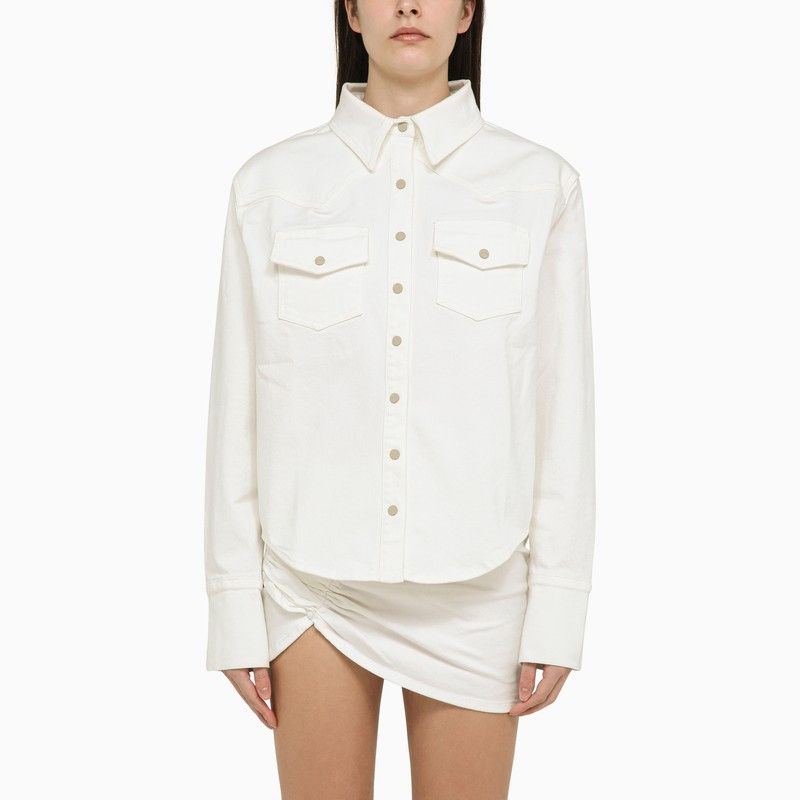 image of The Mannei White Denim Erskine Shirt Jacket, Women's (Size Small)
