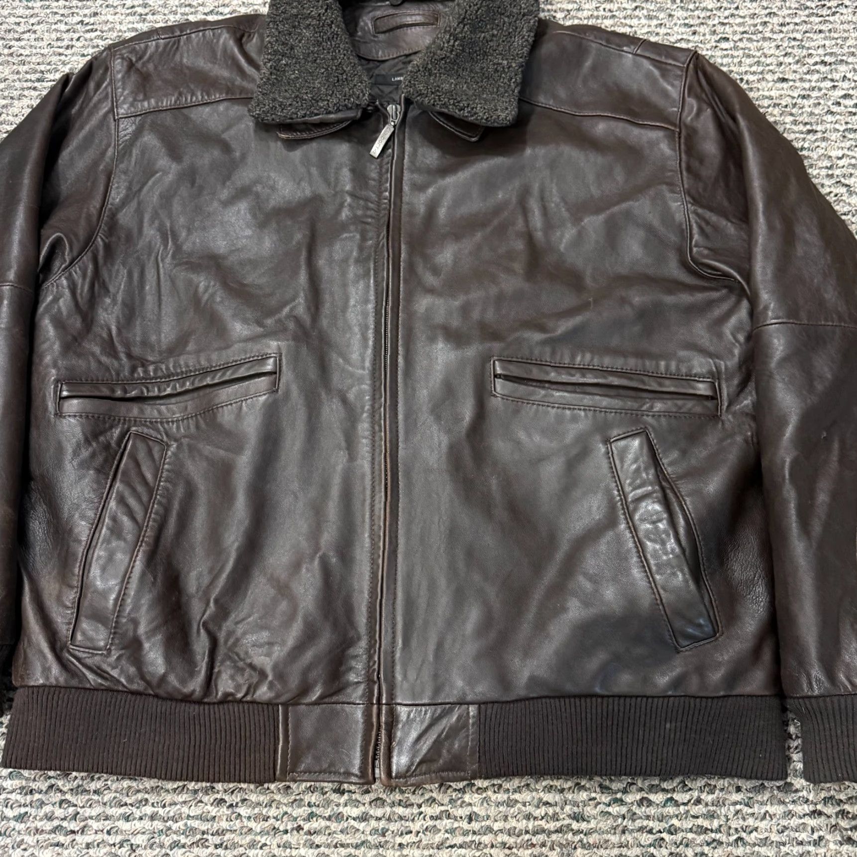 Liz Claiborne VINTAGE Claiborne Bomber Jacket Mens XL Brown Lambskin Leather Quilted Lined Zip Classic Size US XL / EU 56 / 4 - 3 Thumbnail