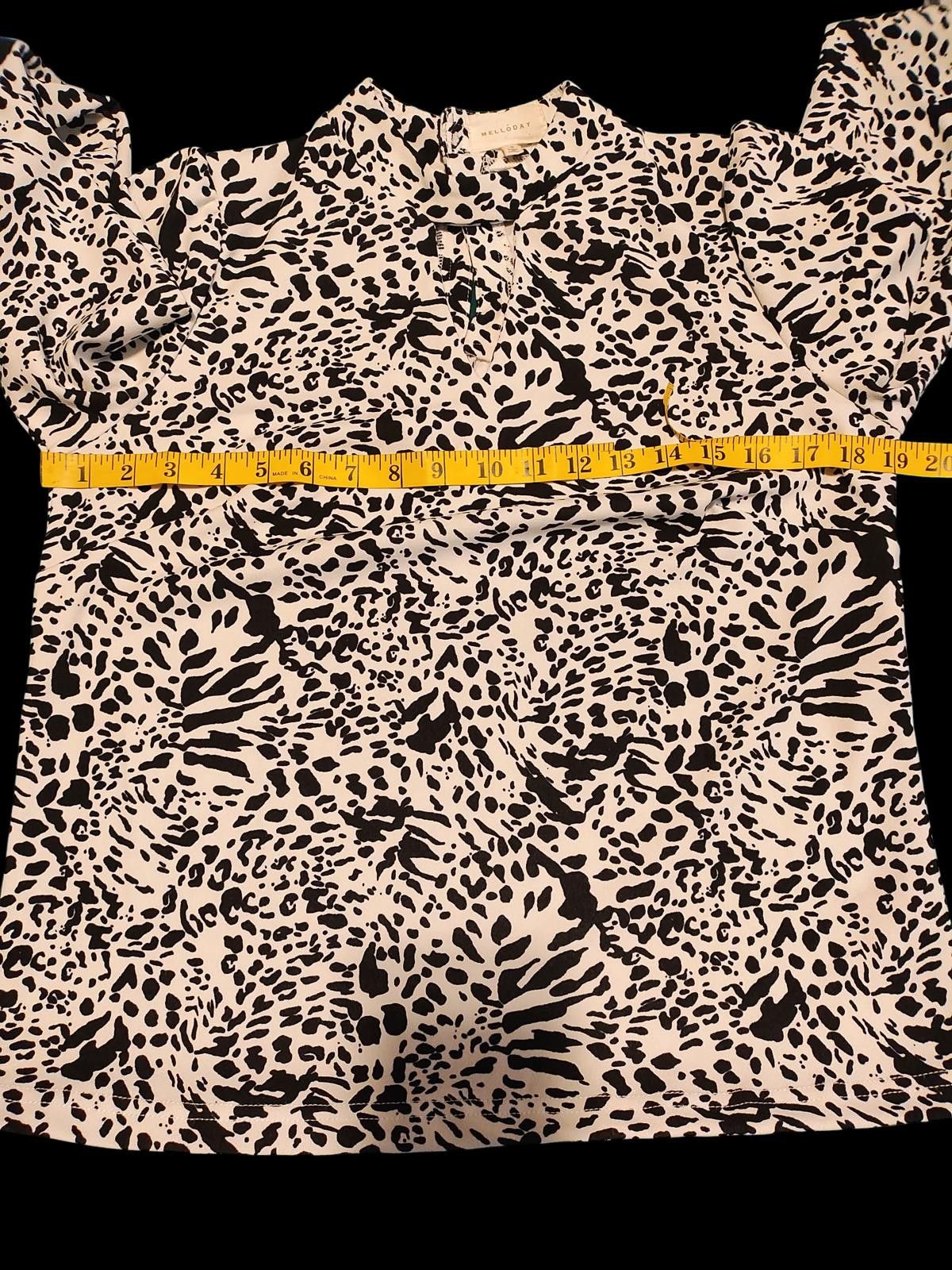 Other Melloday Women's Black and White Animal Print Blouse Size M / US 6-8 / IT 42-44 - 8 Thumbnail