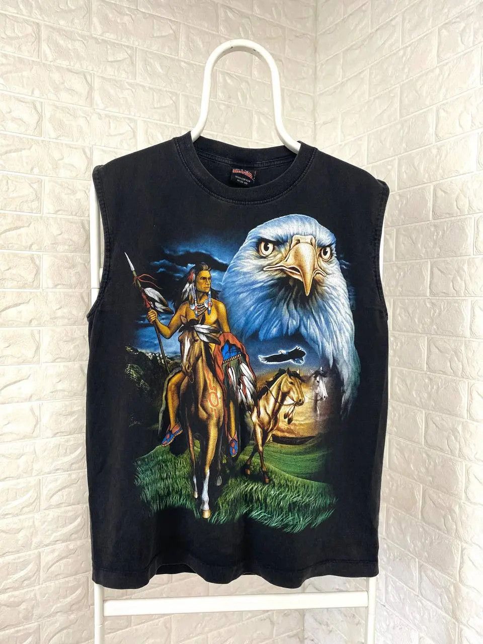 Vintage Vintage Sleeveless Indian Eagle USA T Shirt Size US M / EU 48-50 / 2 - 1 Thumbnail