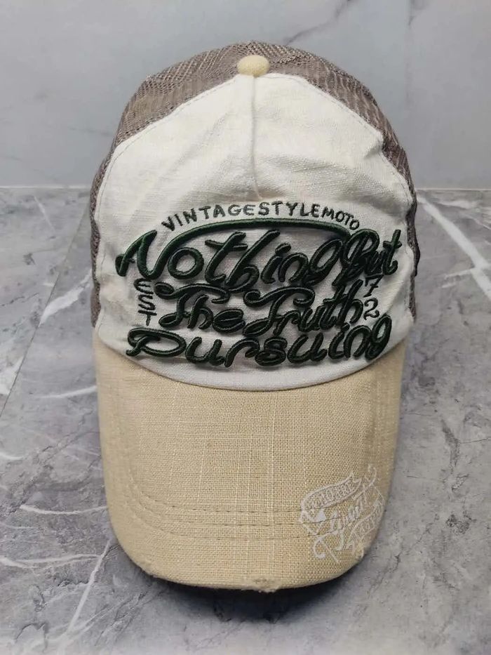 Japanese Brand Vintage Style Moto Distressed Cap Hat Size ONE SIZE - 2 Thumbnail