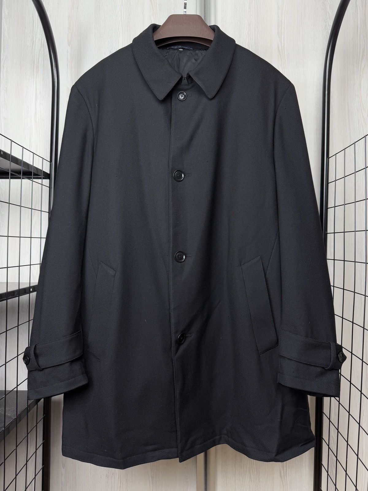 Pal Zileri Pal Zileri Italy Men’s black wool solid single-breasted coat Size US XXL / EU 58 / 5 - 1 Thumbnail