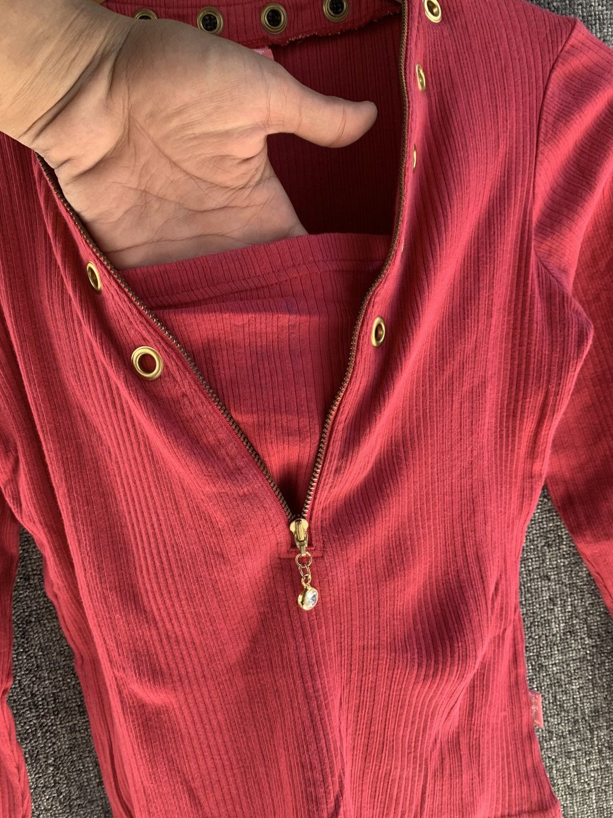 Japanese Brand 5th Street Pink Zip Collar Studded Long Sleeve Size M / US 6-8 / IT 42-44 - 6 Thumbnail