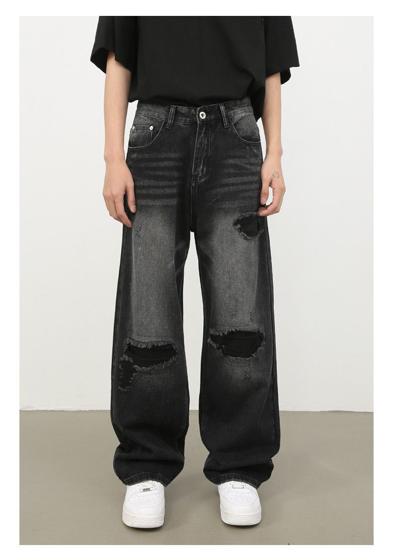 Japanese Brand × Jean American street loose straight-leg ripped washed jeans Size US 32 / EU 48 - 1 Thumbnail
