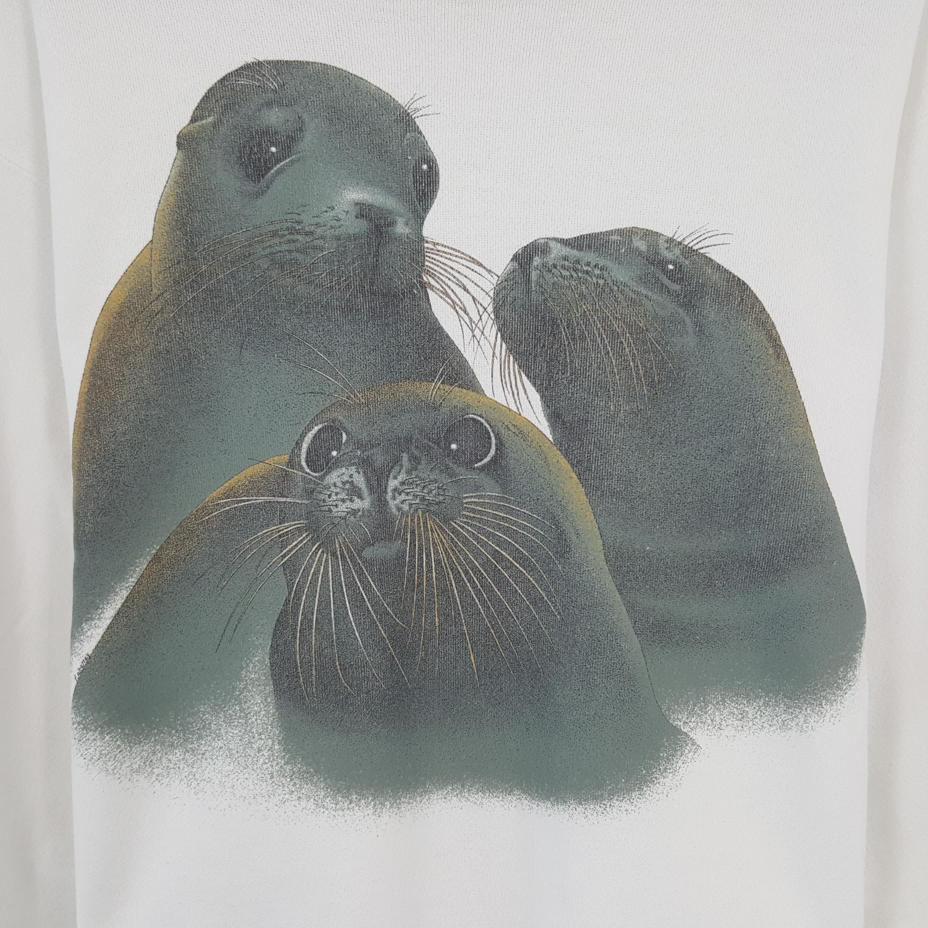 Hanes × Vintage Vintage 80s Sea Lions Sweatshirt Size US M / EU 48-50 / 2 - 2 Thumbnail
