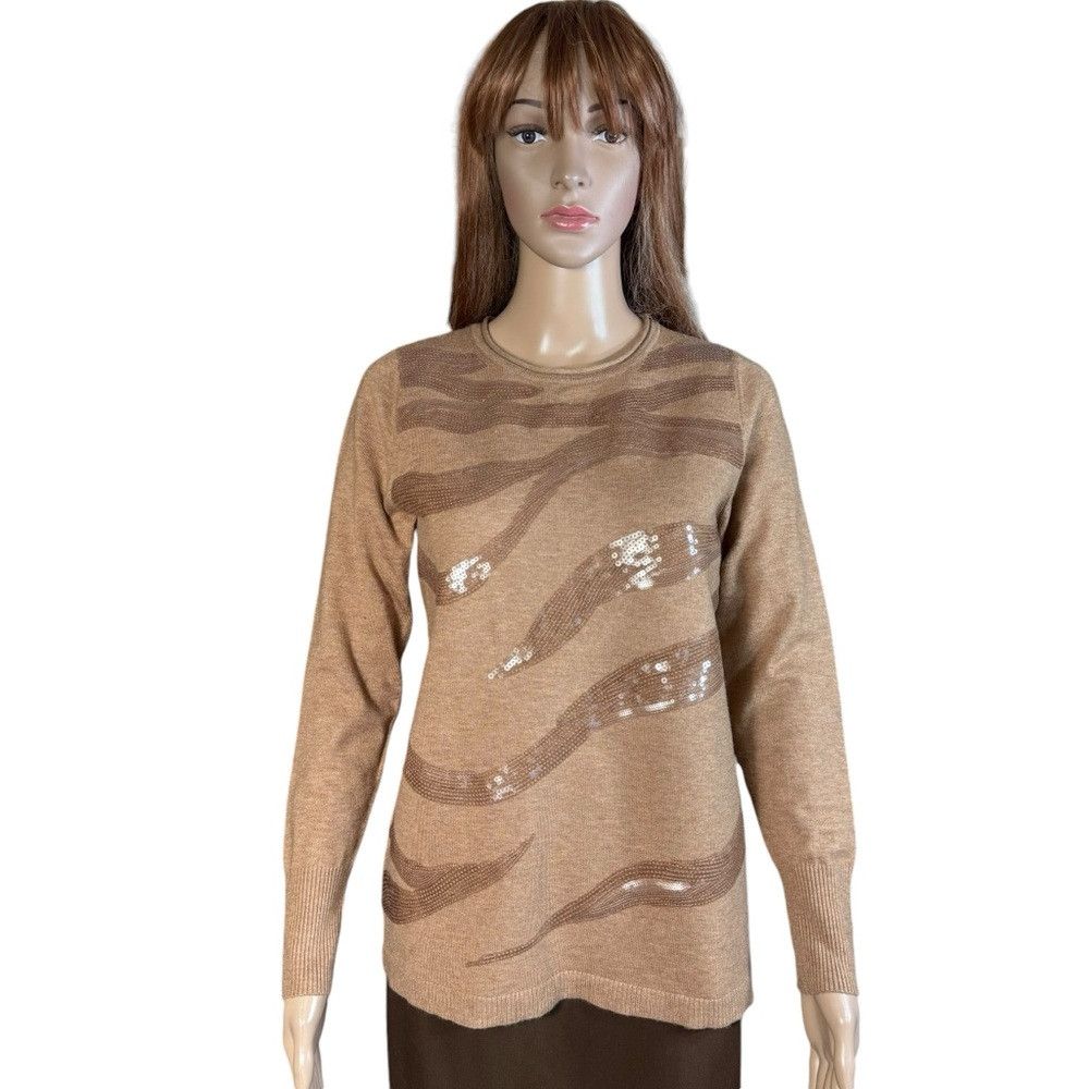 Chicos New Chico's ECOVERO Sequin Animal Print Soft Sweater Size 0 Size S / US 4 / IT 40 - 2 Thumbnail