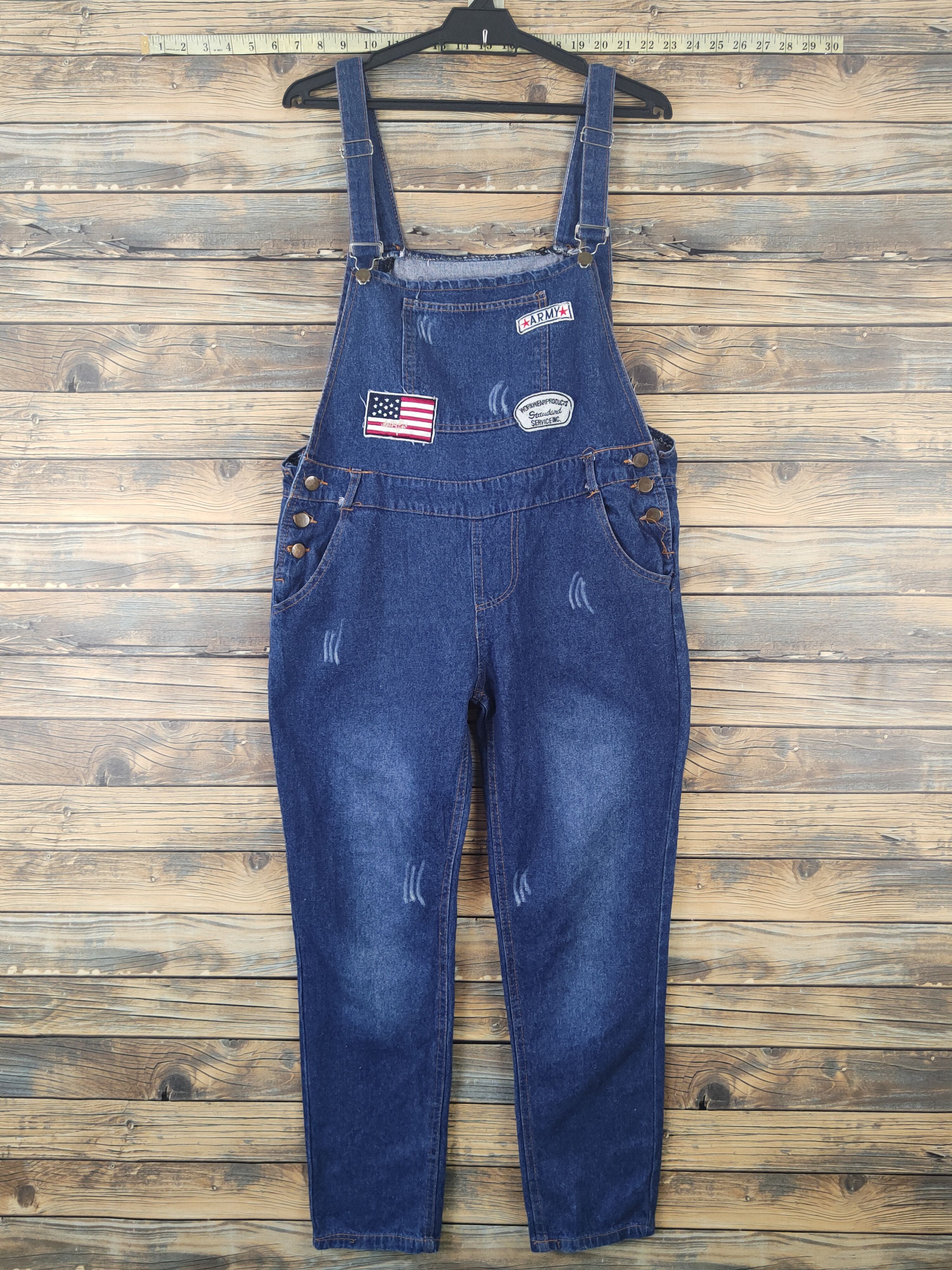 Japanese Brand × Vintage Vintage Japanese Brand Dark Blue Denim Jumpsuits Size 35" - 1 Thumbnail