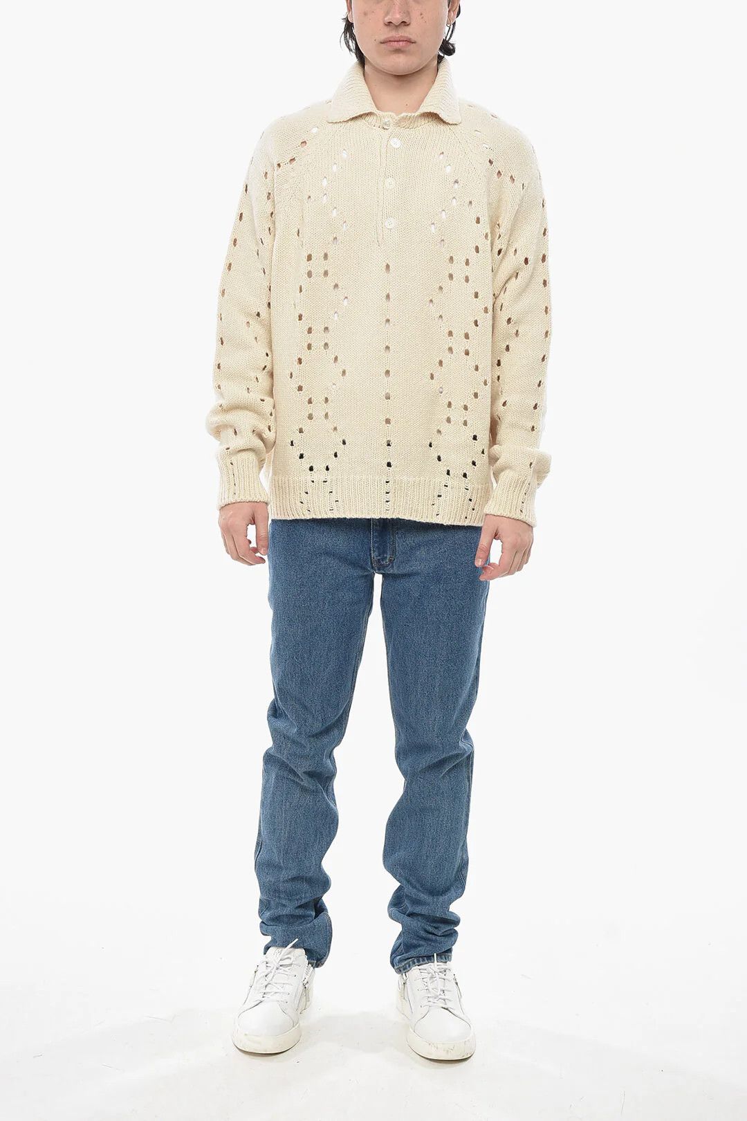 Givenchy og1mm0326 Openwork Alpaca-Blend Sweater in White Size US XS / EU 42 / 0 - 4 Thumbnail