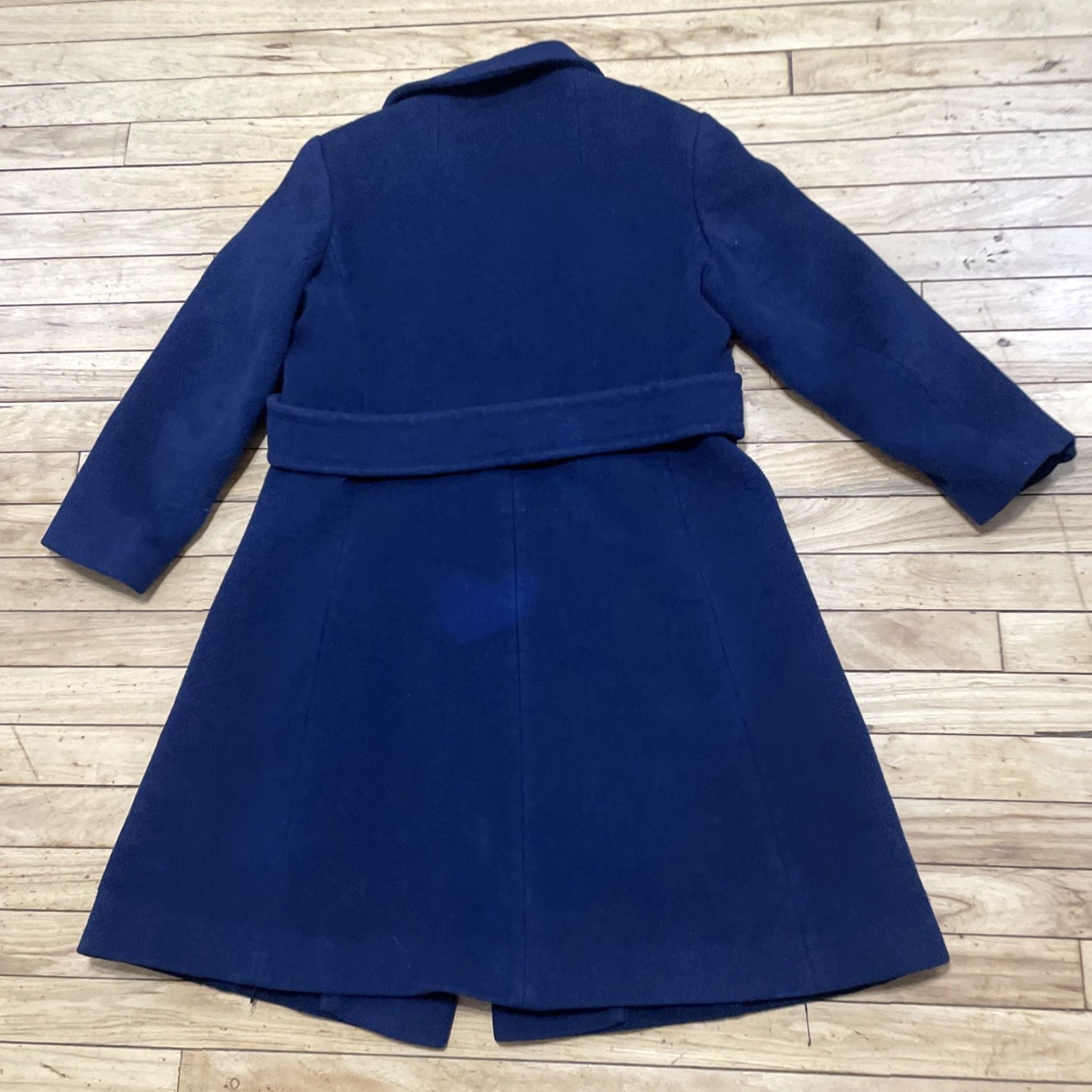 Vintage VINTAGE Trench Coat Women M Blue Stevens Forstmann Fabric vtg Mod 60s Heavyweight Wool Trench Coat Womens Blue 1960s Overcoat Wool Size M / US 6-8 / IT 42-44 - 6 Thumbnail