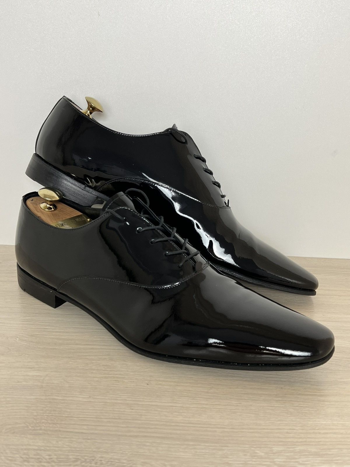 Prada Prada Black Spazzolato Leather Oxfords Size US 10.5 / EU 43-44 - 2 Thumbnail