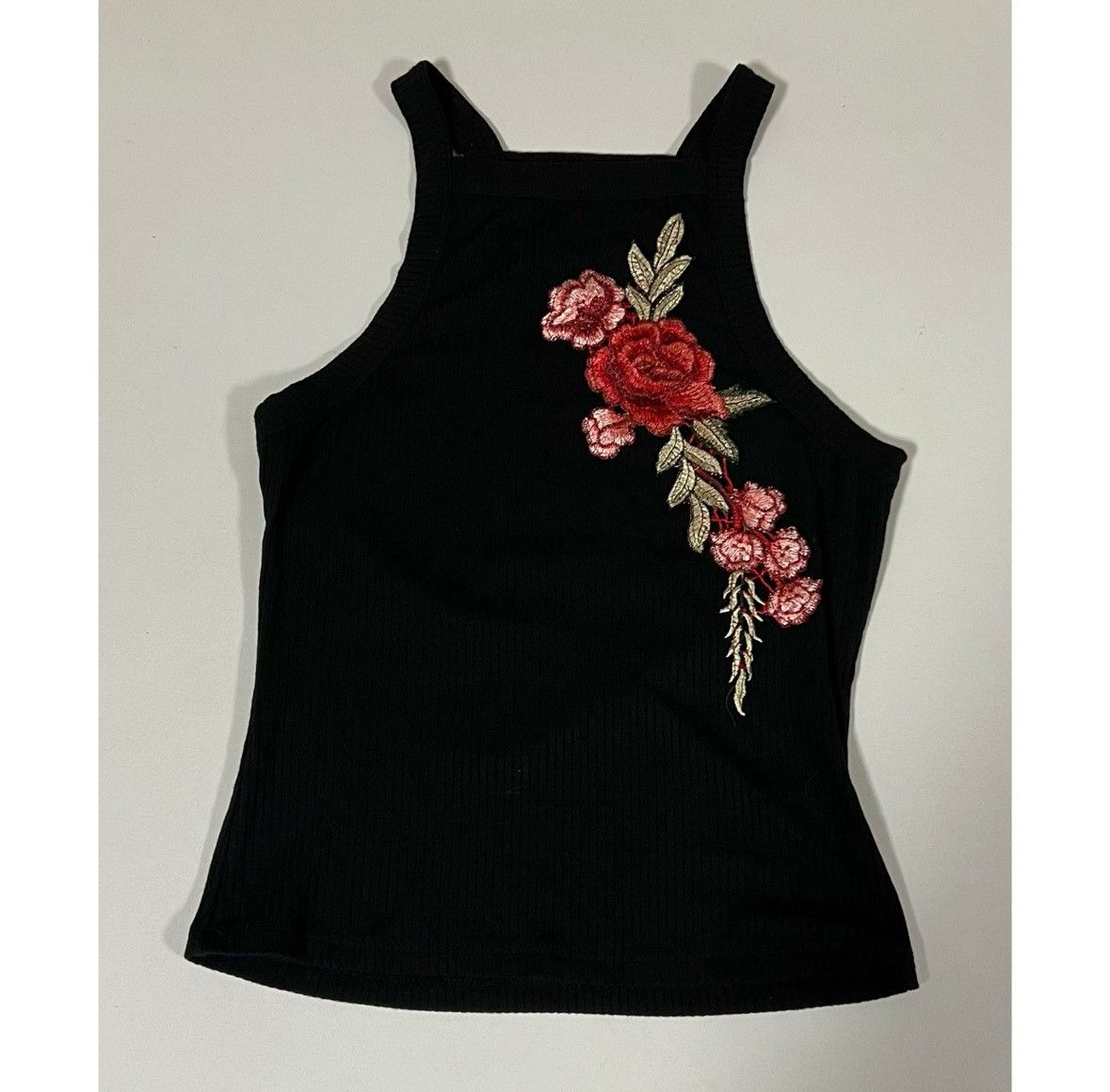 Japanese Brand Black Rose Floral Square-Neck Halter Tank Top Shirt Size S🌹✨ Size S / US 4 / IT 40 - 2 Thumbnail