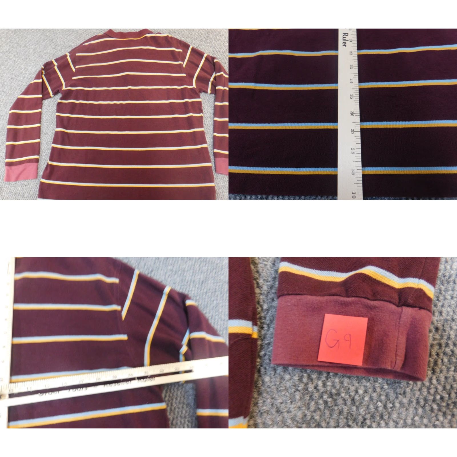 Vintage Steve & Barry's Mens Shirt Polo XL Red Striped Long Sleeve Classic Knit Blended Fabric Logo Button Closure Size US XL / EU 56 / 4 - 8 Thumbnail