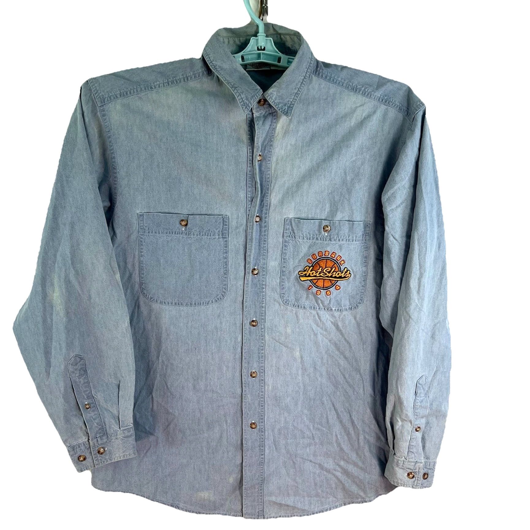 Denime VINTAGE 90s Acme Burbank Hot Shots Denim Button-Up Shirt Men’s L Embroidered Blue Size US L / EU 52-54 / 3 - 2 Thumbnail