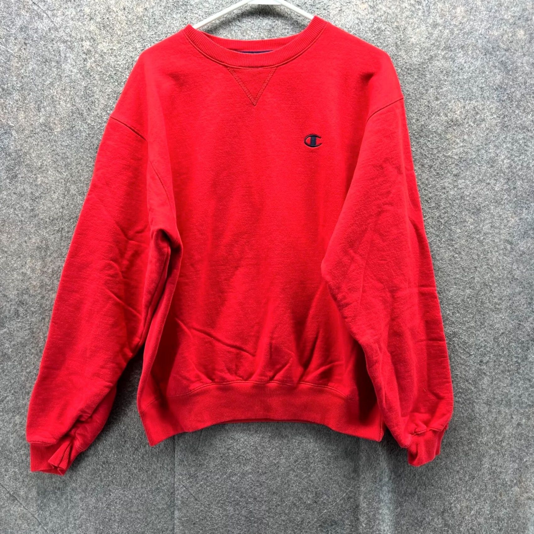 Champion VINTAGE Champion Sweater Mens Medium Red Crewneck Pullover Fleece Logo Cotton 90s Grooved 90s Size US M / EU 48-50 / 2 - 2 Thumbnail