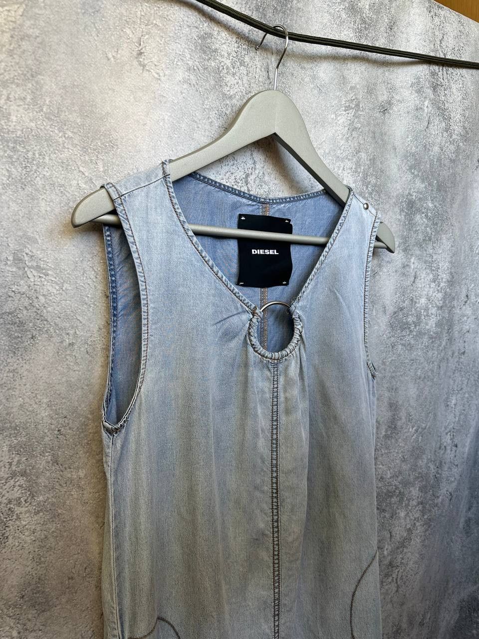 Diesel Diesel Sleeveless Denim Dress 100% Lyocell Casual Pockets Size L / US 10 / IT 46 - 4 Thumbnail