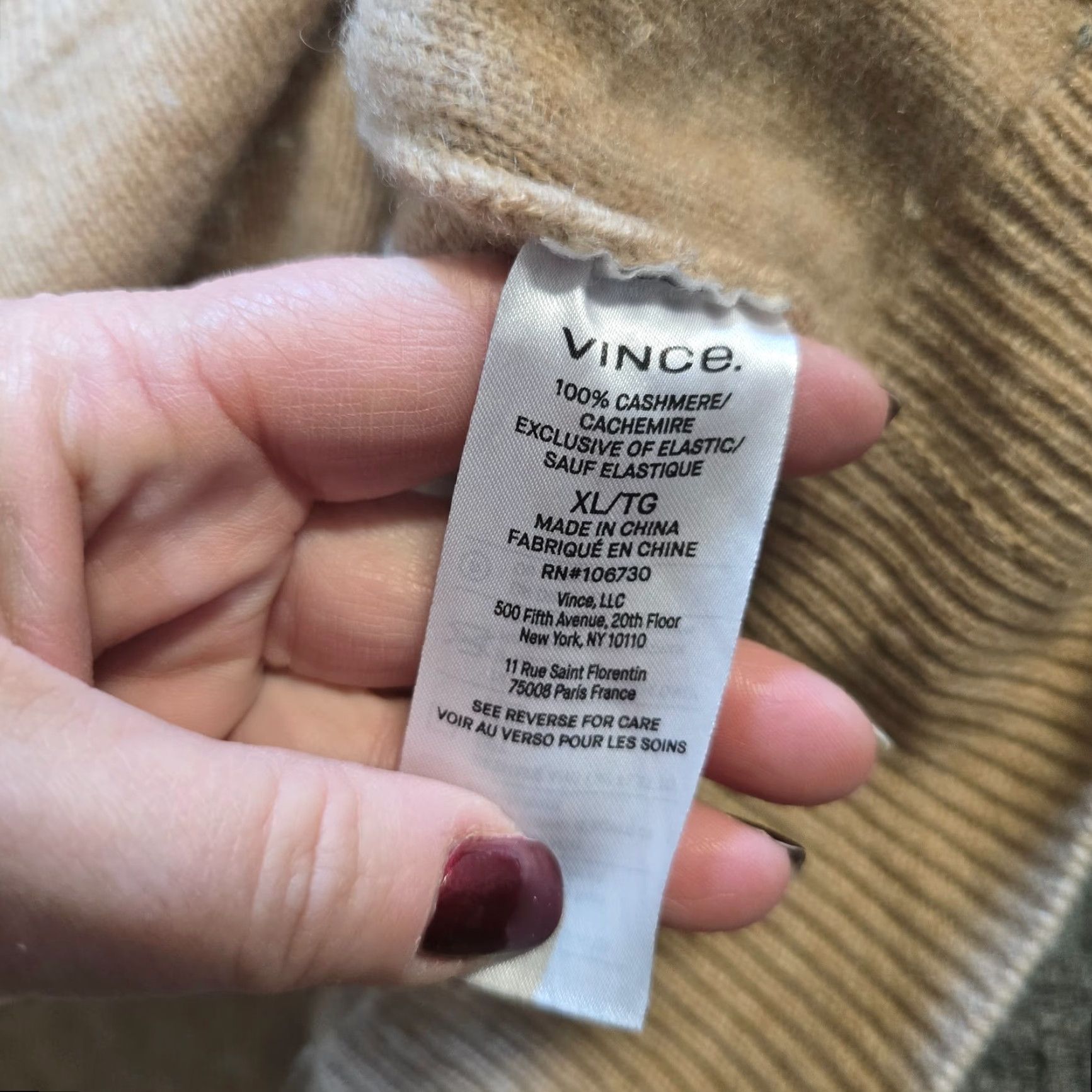 Vince Vince Sweater Womens Size XL Brown Cashmere V-Neck Long Sleeve Cozy Capsule Pullover Knit Casual Womens Size XL / US 12-14 / IT 48-50 - 7 Thumbnail